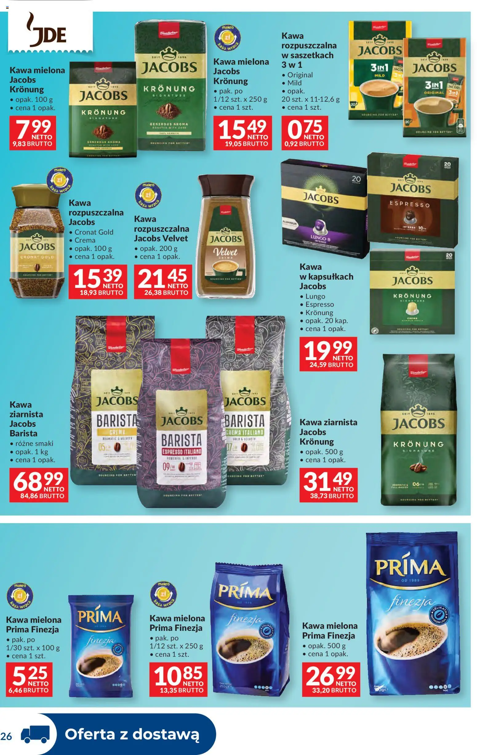 Makro Gazetka - Dystrybucja do sklepów od 27.12.2025 | Strona: 26 | Produkty: Kawa jacobs, Kawa ziarnista, Por, Kawa