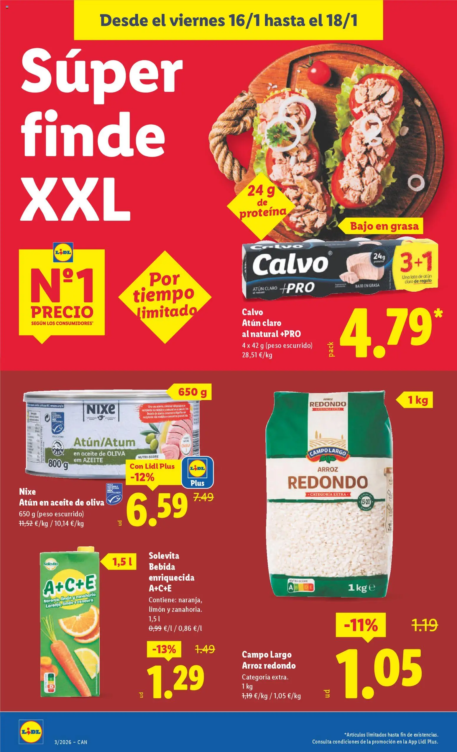 Lidl -Canarias │ válido desde el 12.01.2026 | Página: 16 | Productos: Aceite, Arroz, Zanahoria, Aceite de oliva