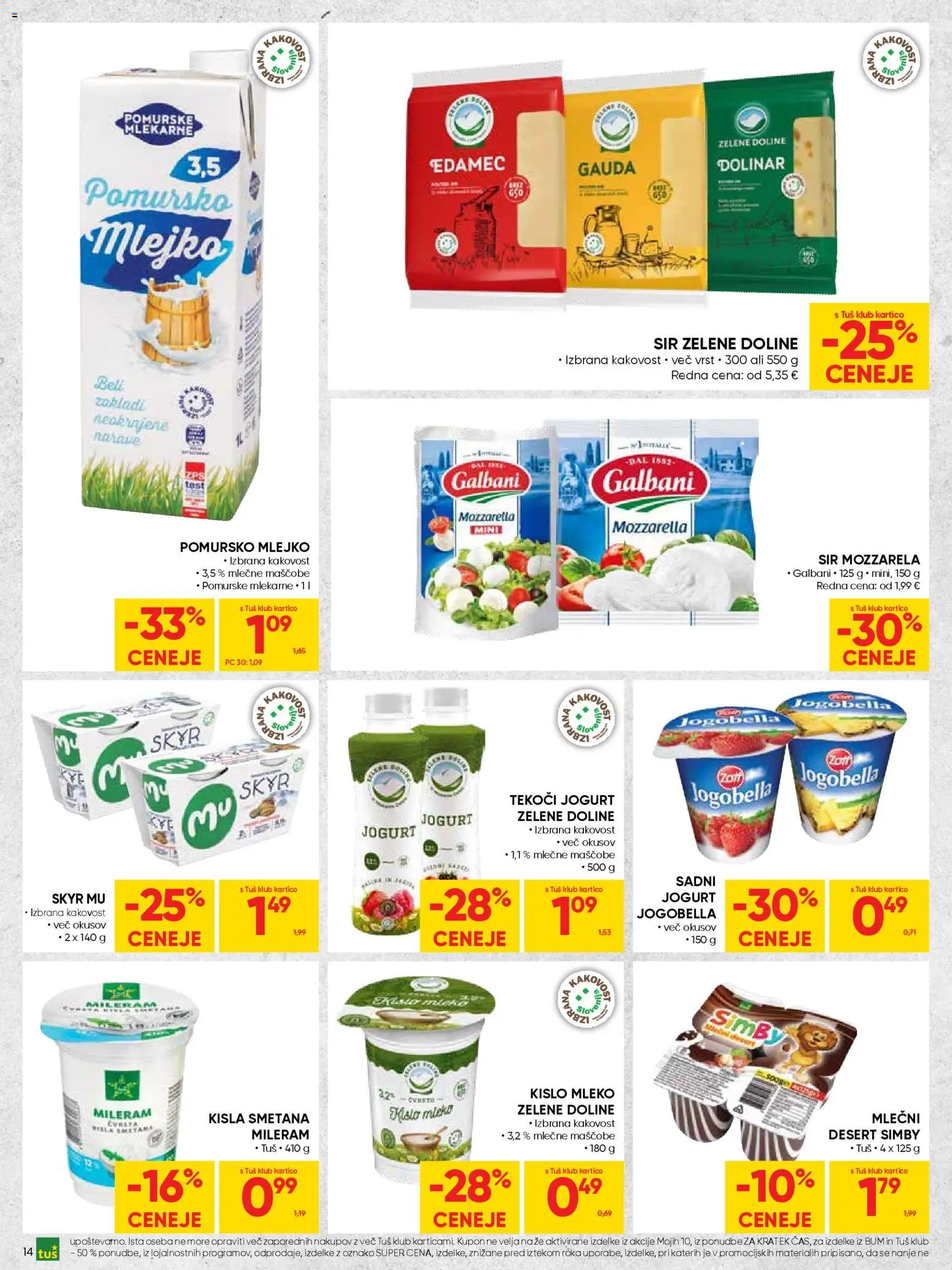 Novi Tuš katalog ponudbe – veljaven od 29.04.2026 | Stran: 14 | Izdelki: Skyr, Mleko, Jogurt, Kisla smetana