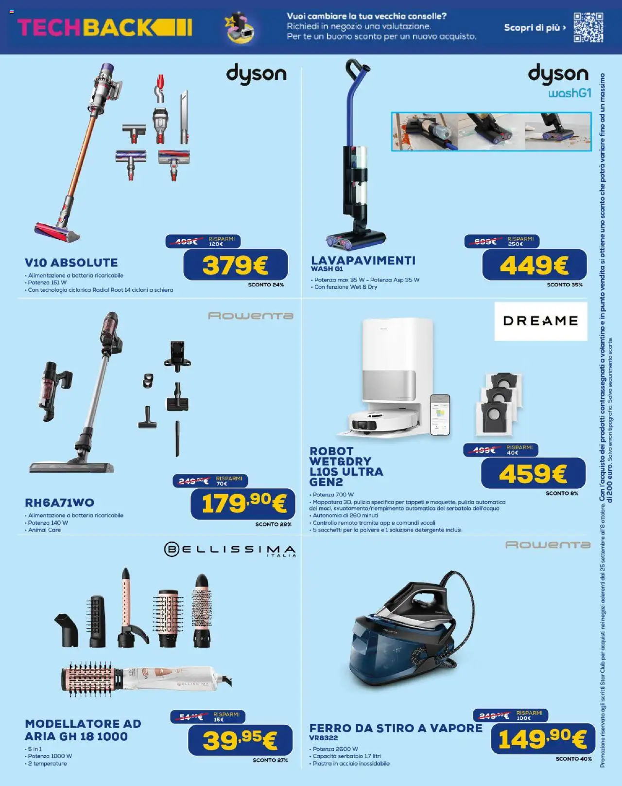 Volantino Euronics del 25.09.2025 | Pagina: 17 | Prodotti: Ferro da stiro, Robot, Dyson, Batteria