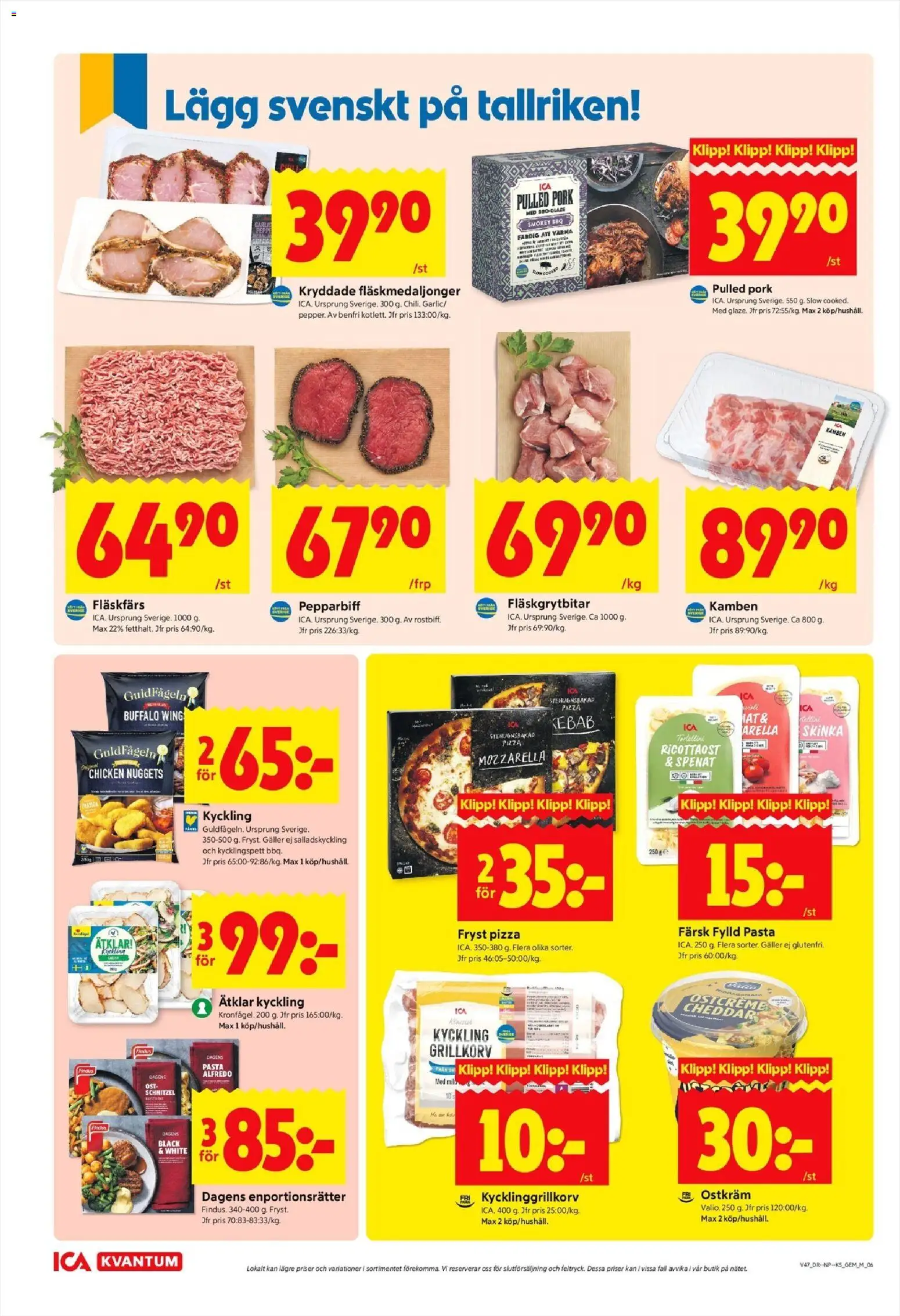 ICA Kvantum reklamblad aktuell från 17.11.2025 | Sida: 5 | Produkter: Galler, Cheddar, Pizza, Pasta