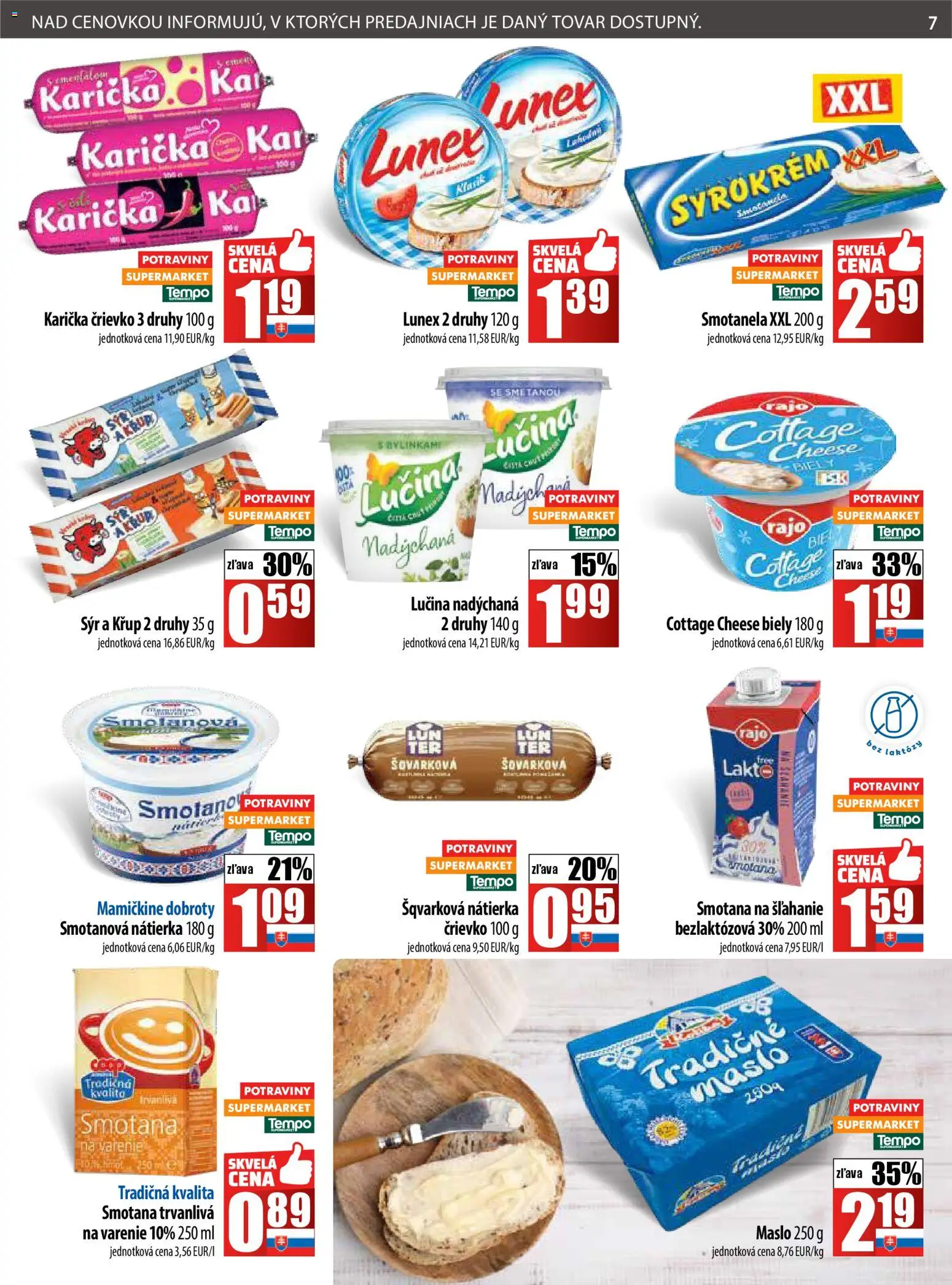 Nové COOP Jednota akcie – leták je platný od 13.11.2025 | Strana: 7 | Produkty: Maslo, Syr, Smotana, Smotana na šľahanie