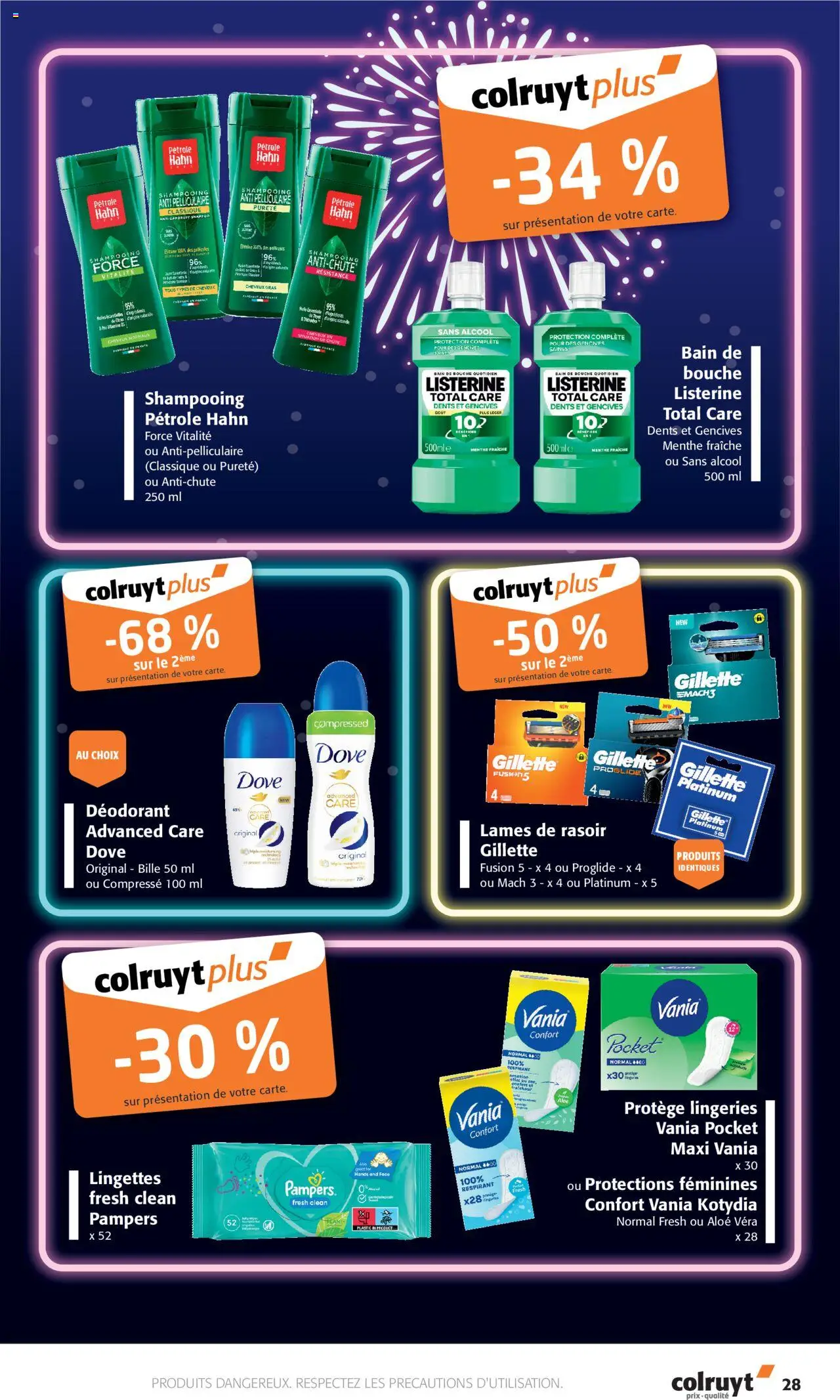 {H1} | Page: 28 | Produits: Alcool, Pampers, Rasoir, Shampooing