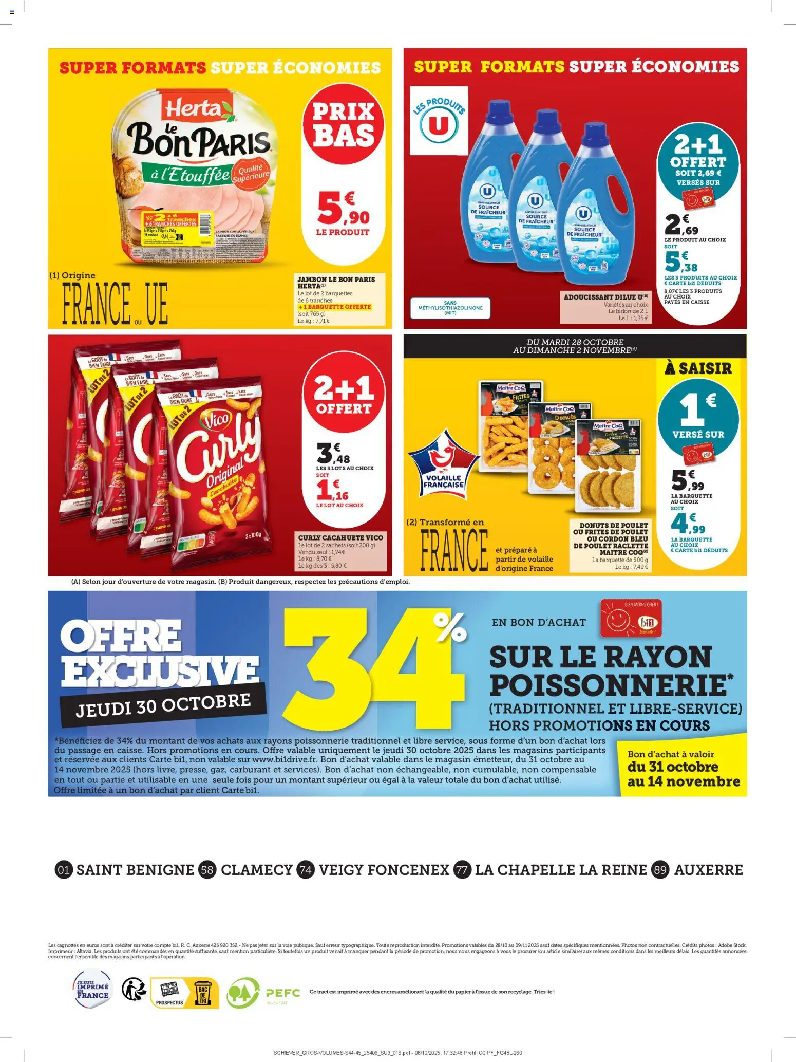 {H1} | Page: 16 | Produits: Volaille, Adoucissant, Raclette, Cordon bleu