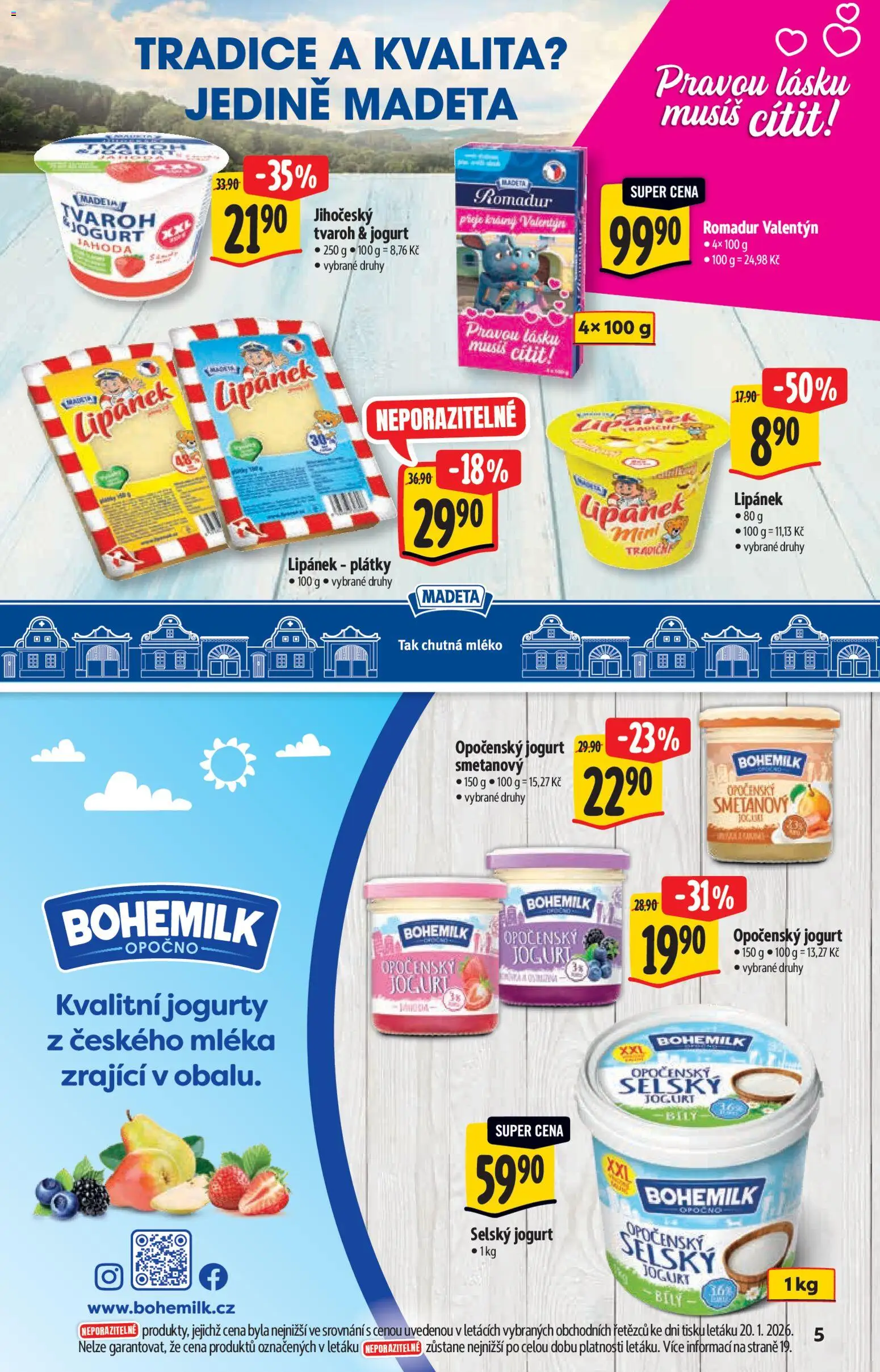 Albert katalog - Hypermarket - Brand od 28.01.2026 | Strana: 5 | Produkty: Lipánek, Opočenský jogurt, Tvaroh, Romadur