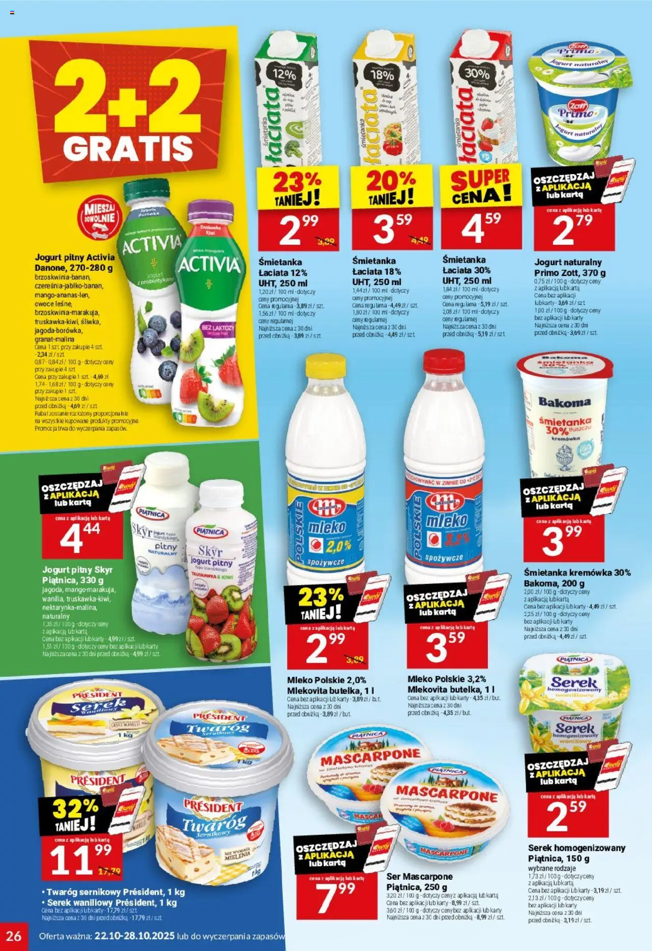 Twój Market Gazetka od 22.10.2025 | Strona: 26 | Produkty: Karta, Bez laktozy, Jogurt naturalny, Róż