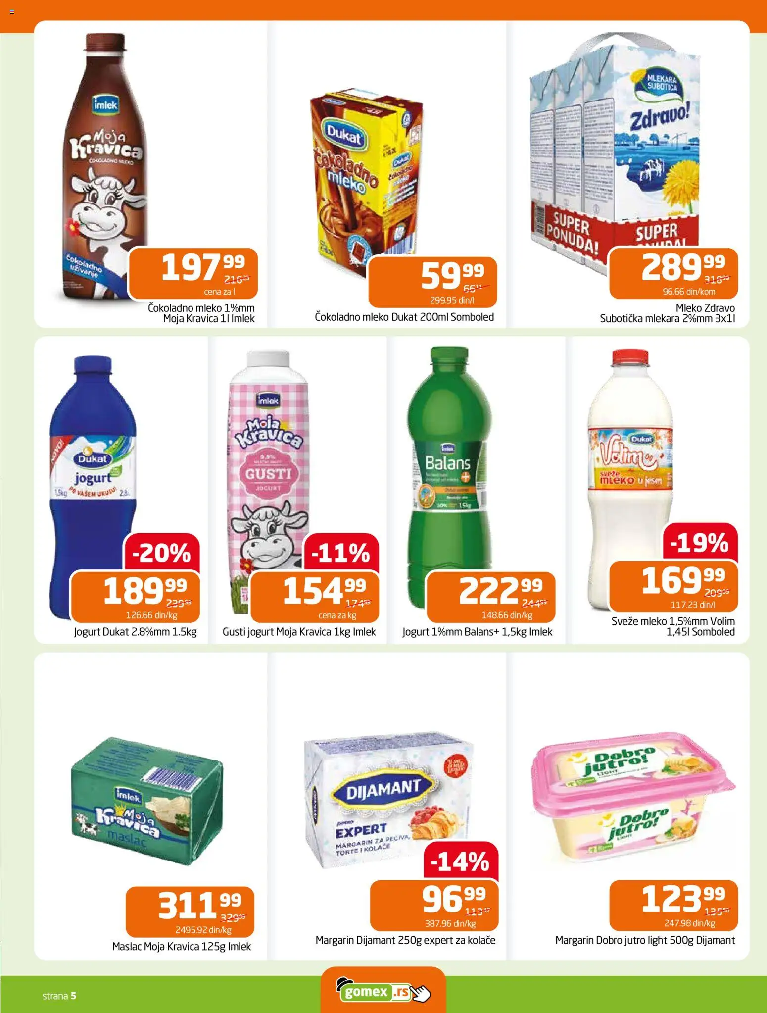 Gomex katalog - važi od 22.10.2025 | Strana: 5 | Proizvode: Maslac, Moja kravica, Margarin, Jogurt
