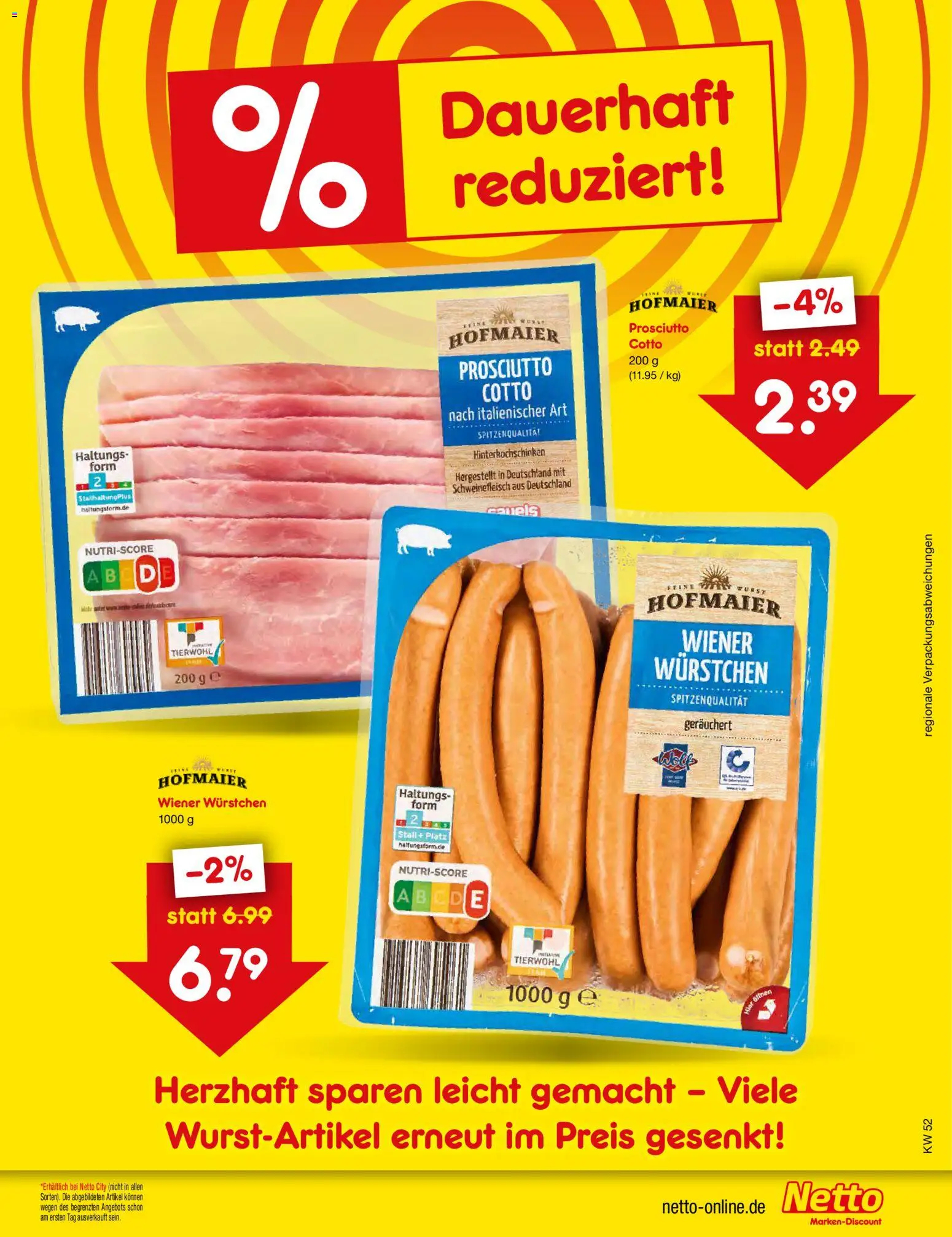 Netto Marken-Discount Preissenkung auf Dauer – gültig ab 22.12.2025 | Seite: 2 | Produkte: Wiener wurstchen, Schweinefleisch