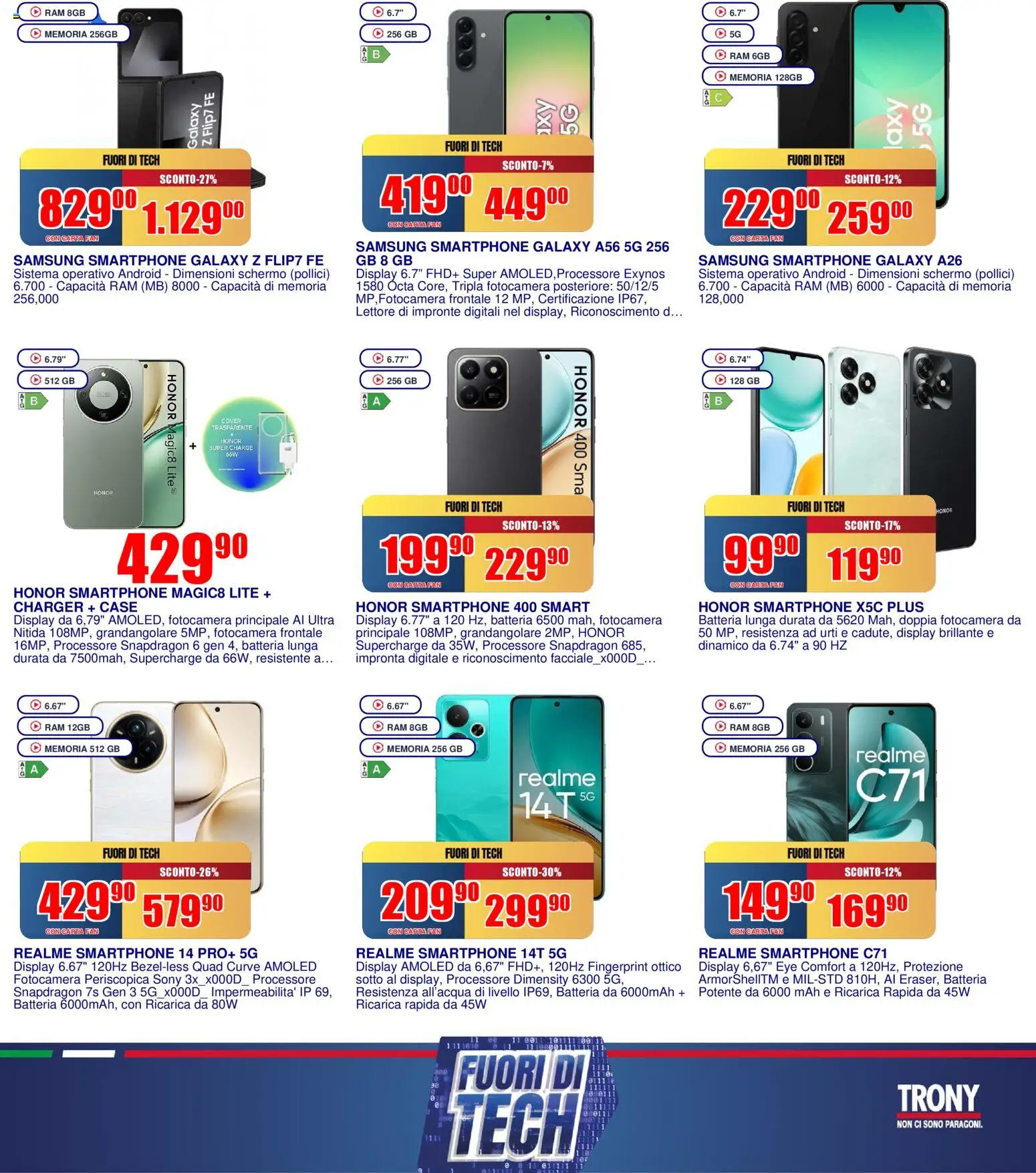 Volantino Trony del 19.02.2026 | Pagina: 19 | Prodotti: Smartphone, Fotocamera, Fan, Samsung