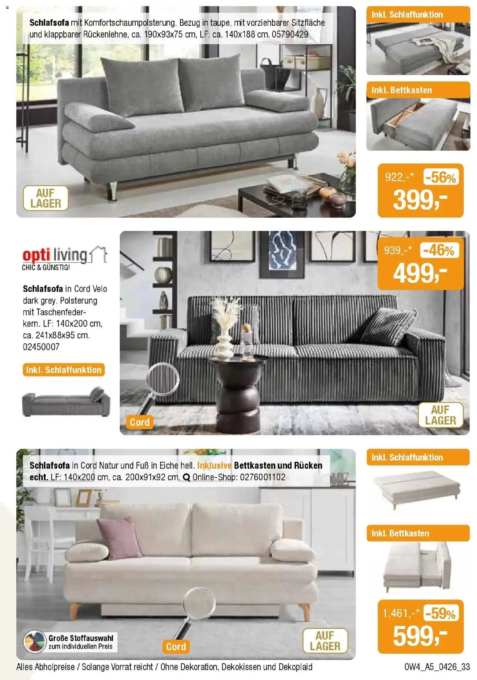 Angebote - Für Zuhause-Liebhaber – gültig ab 01.04.2026 | Seite: 33 | Produkte: Schlafsofa