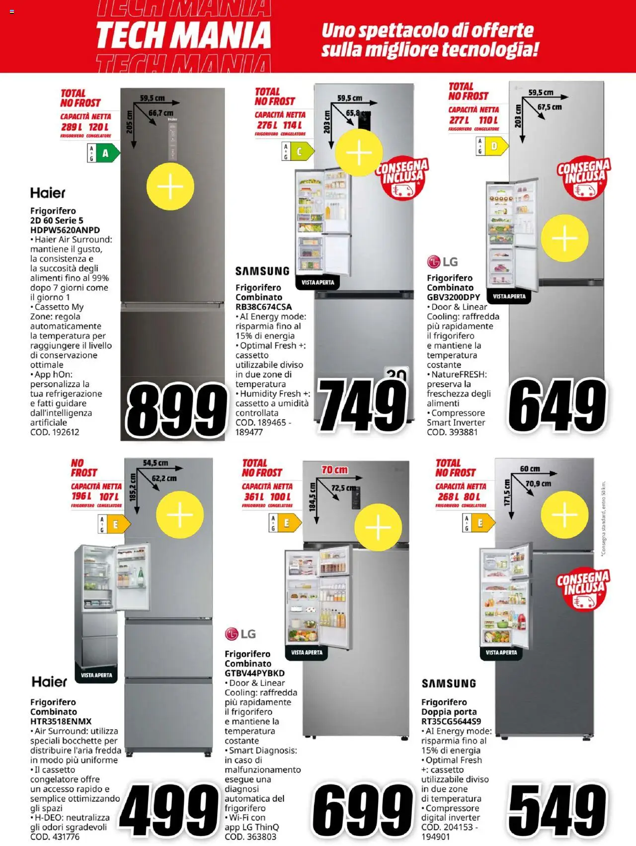 Volantino Media World del 15.09.2025 | Pagina: 30 | Prodotti: Frigorifero, Congelatore, Frigorifero combinato, Samsung