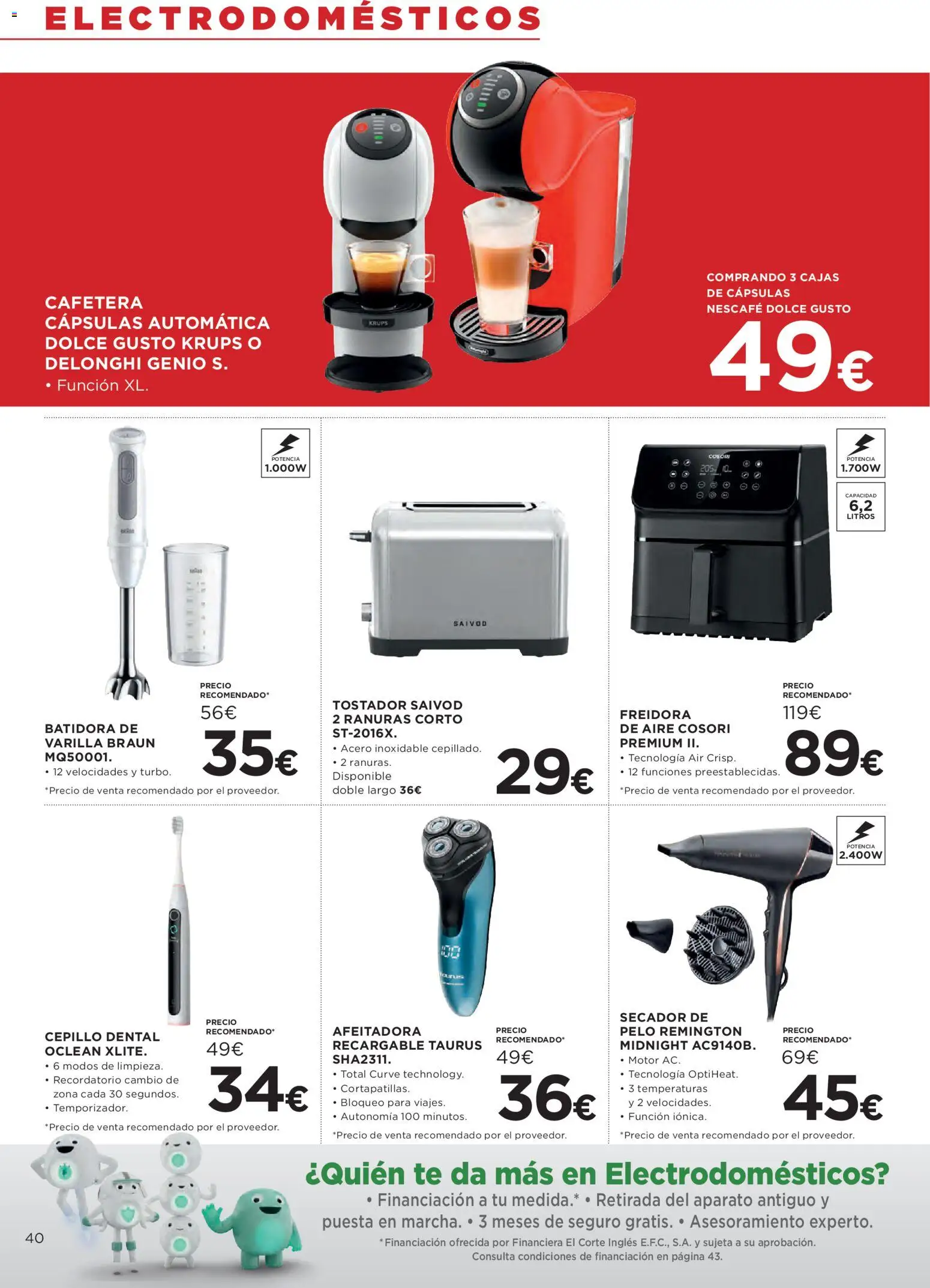 Hipercor catálogo │ válido desde el 26.02.2026 | Página: 40 | Productos: Afeitadora, Cafetera, Batidora, Tostador