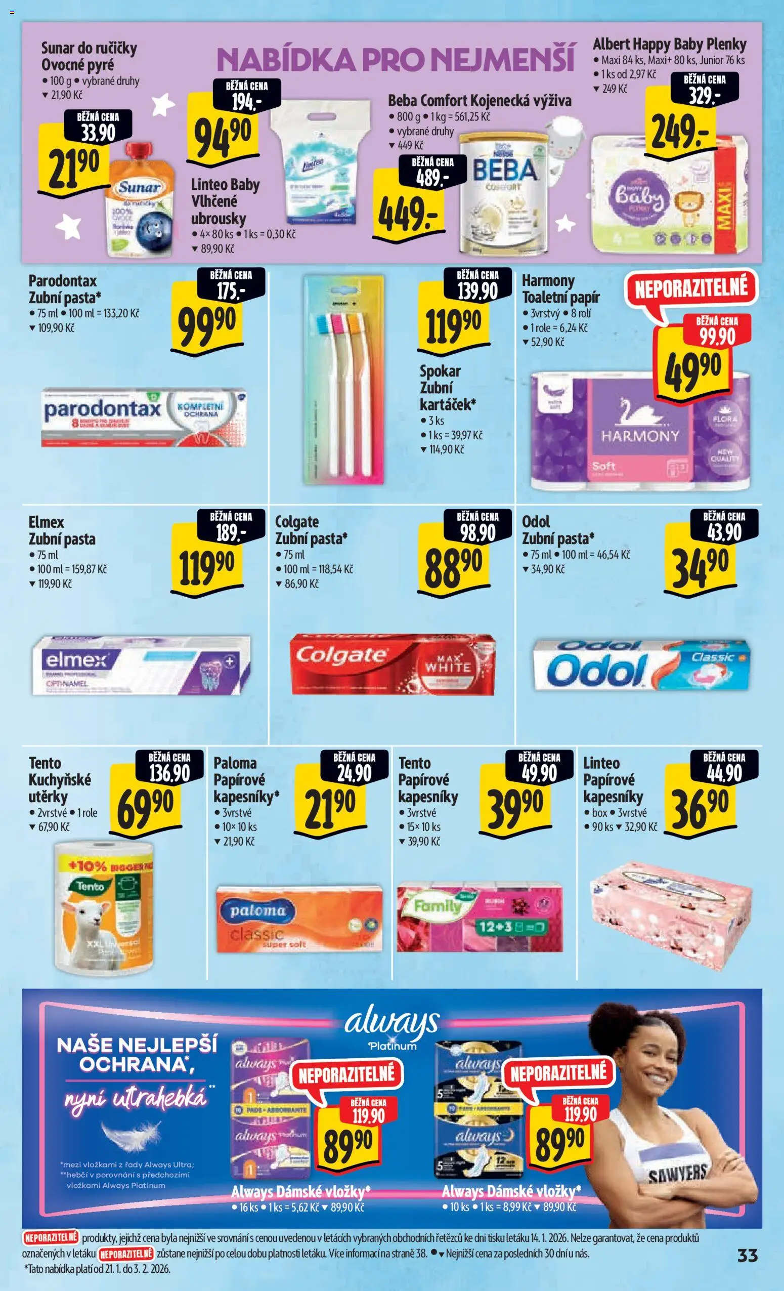 Albert leták - Hypermarket od 21.01.2026 | Strana: 39 | Produkty: Elmex, Utěrky, Beba, Flora