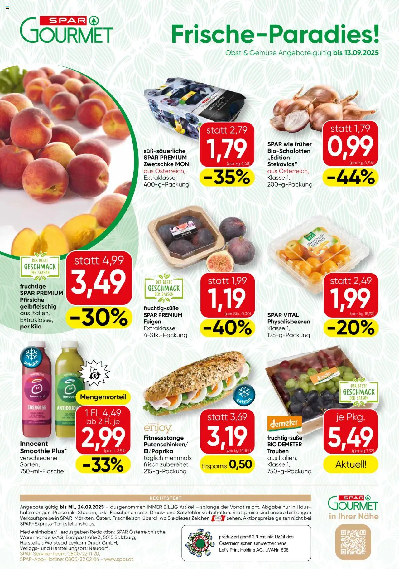 SPAR Gourmet Flugblatt Wien gültig ab 11.09.2025 | Seite: 12 | Produkte: Gemüse, Obst