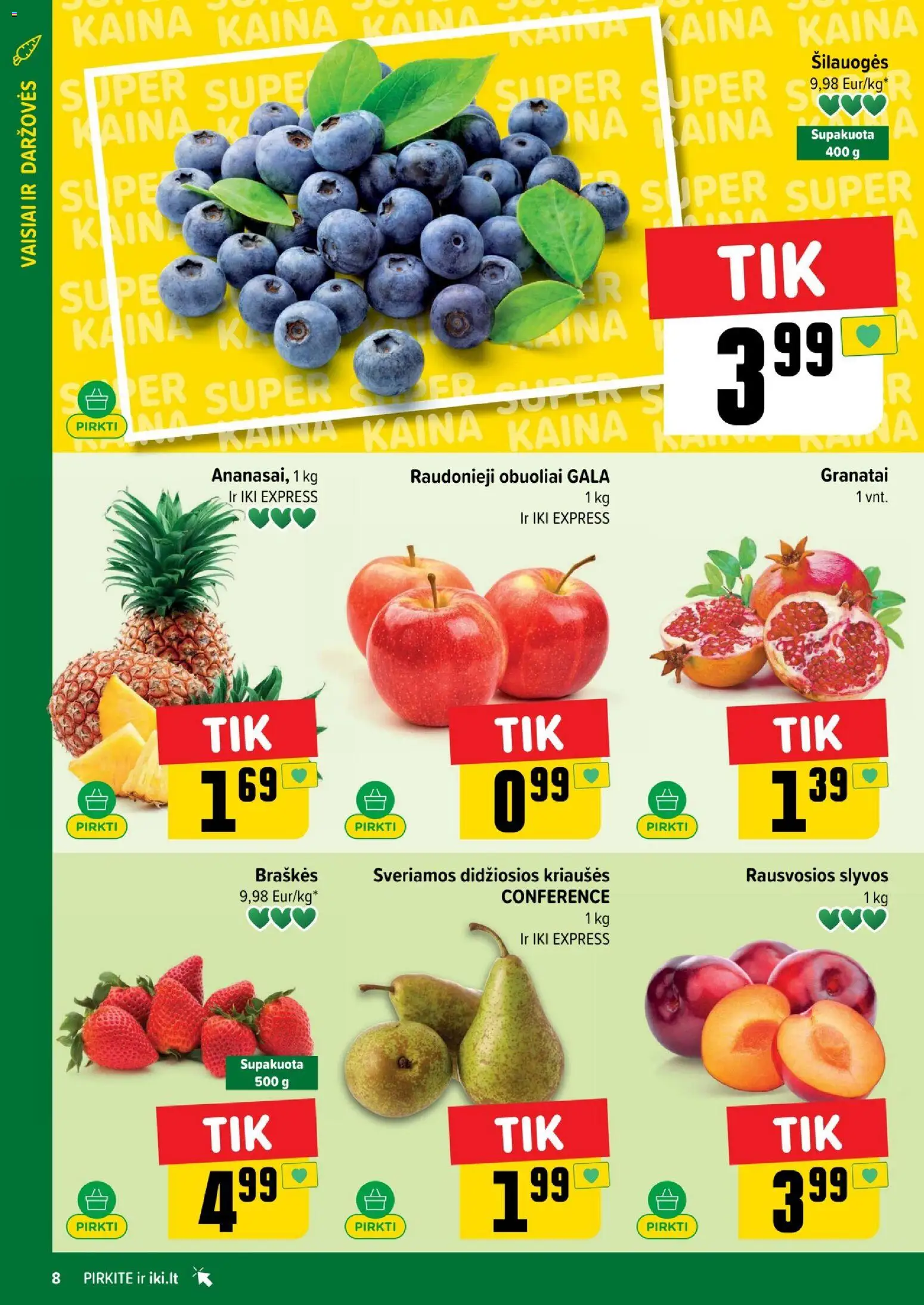 IKI akcijos nuo 12.01.2026 | Puslapis: 8 | Prekių: Šilauogės, Obuoliai, Braškės