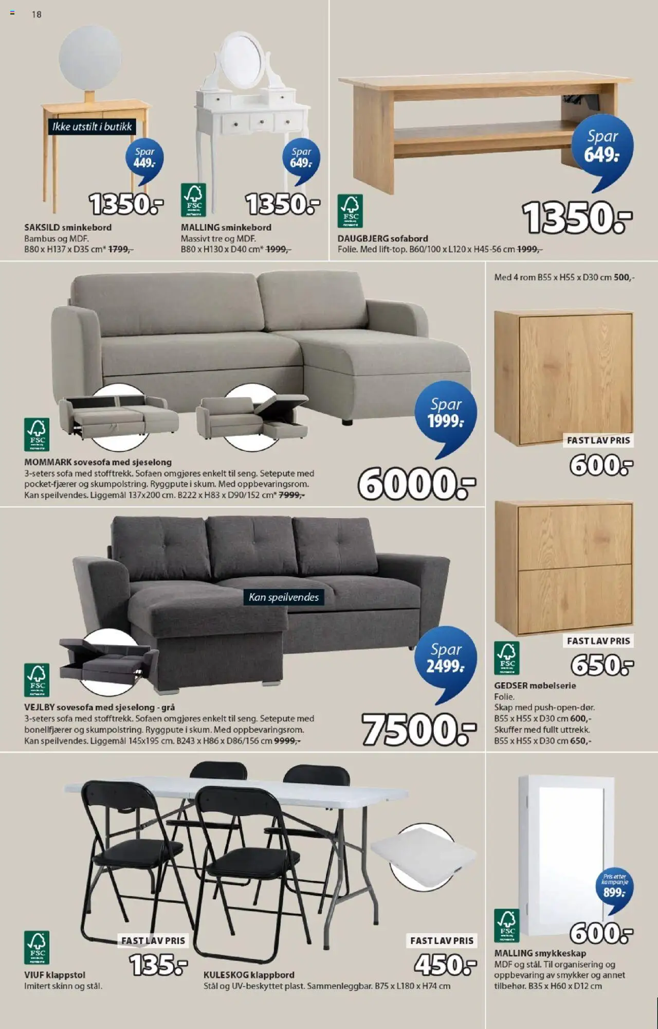 {H1} | Side: 18 | Produkter: Sovesofa, Sofa, Klappstol, Sjeselong