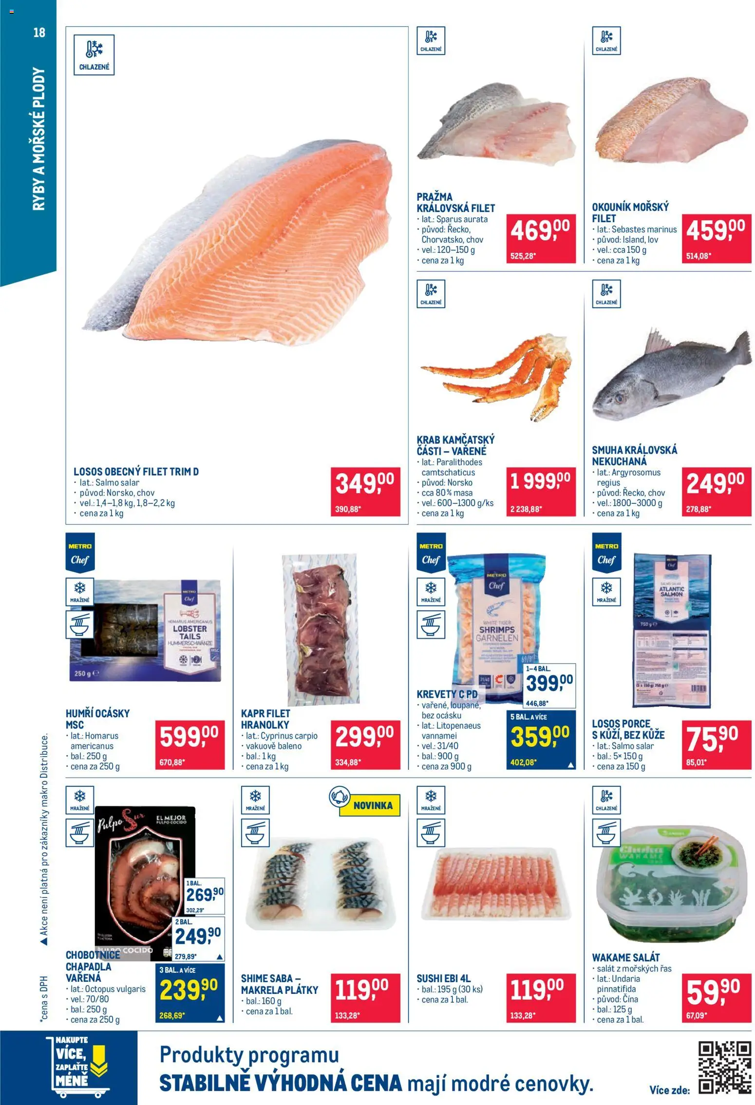 Makro leták - Pro milovníky jídla od 19.11.2025 | Strana: 18 | Produkty: Chobotnice, Losos, Sushi, Makrela