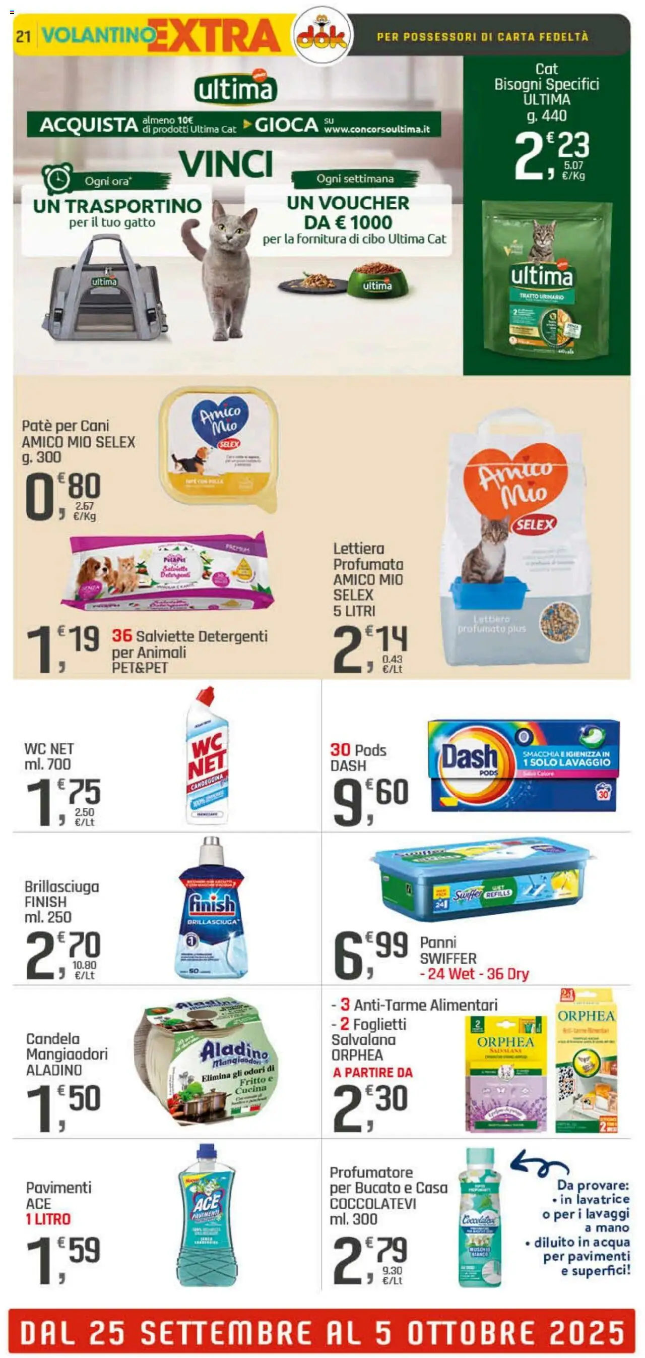 Volantino DOK del 25.09.2025 | Pagina: 21 | Prodotti: Paté, Candeggina, Acqua, WC