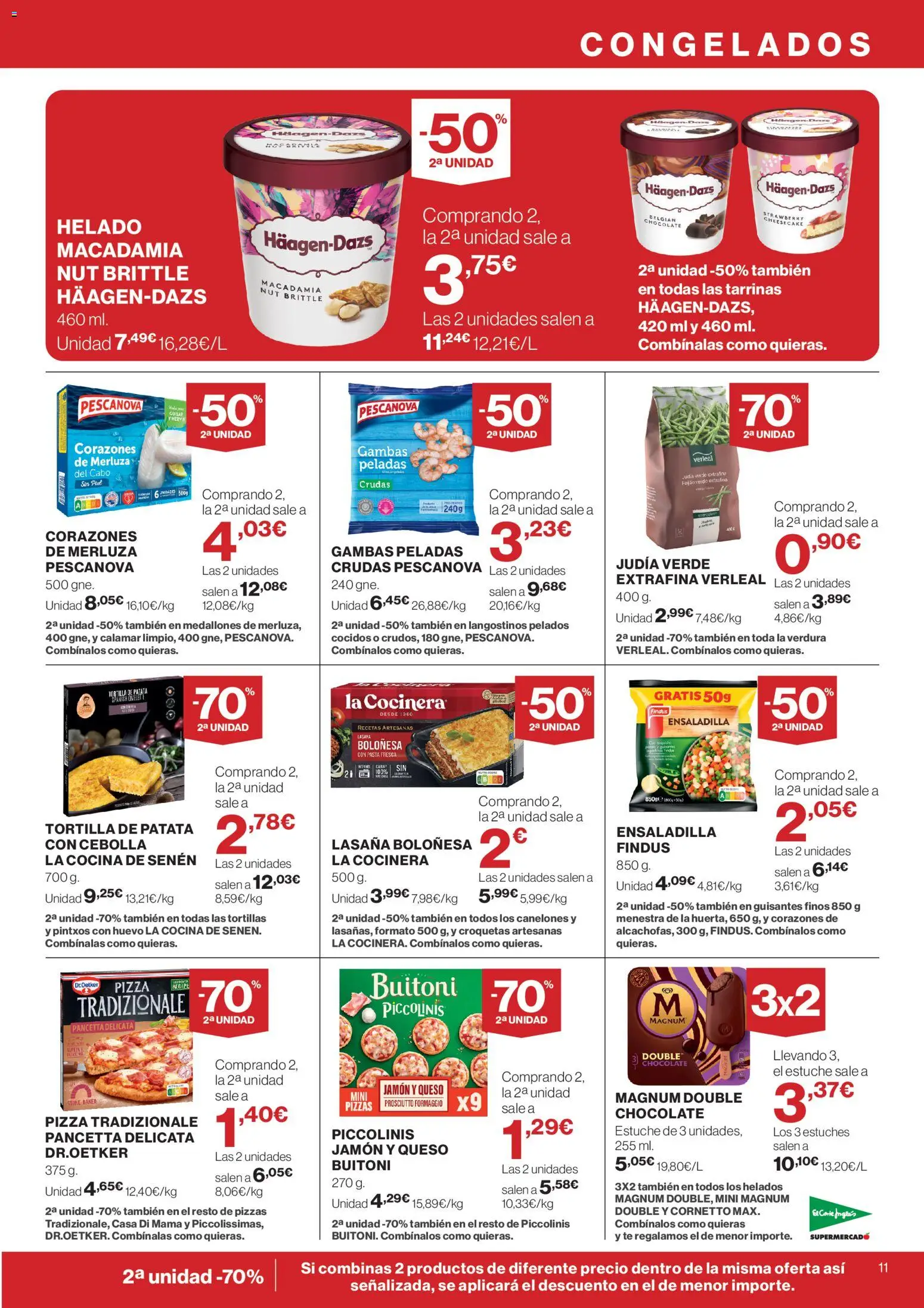 El Corte Inglés ofertas │ válido desde el 23.04.2026 | Página: 11 | Productos: Medallones, Helado, Croquetas, Canelones