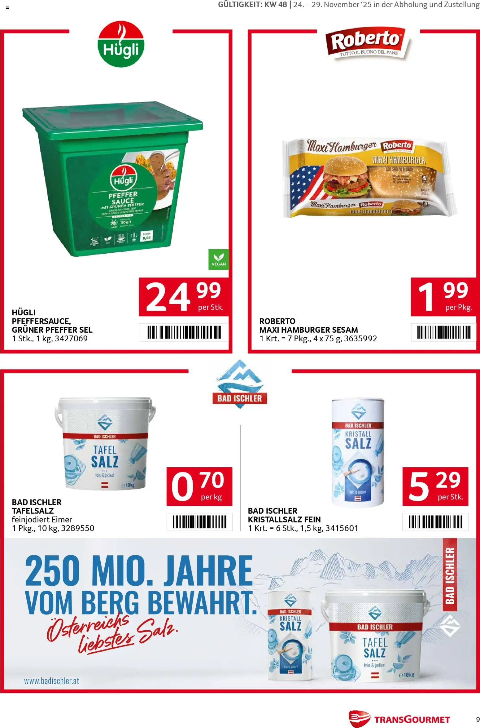 Transgourmet Markenfestwoche gültig ab 24.11.2025 | Seite: 9 | Produkte: Salz, Pfeffer, Bad