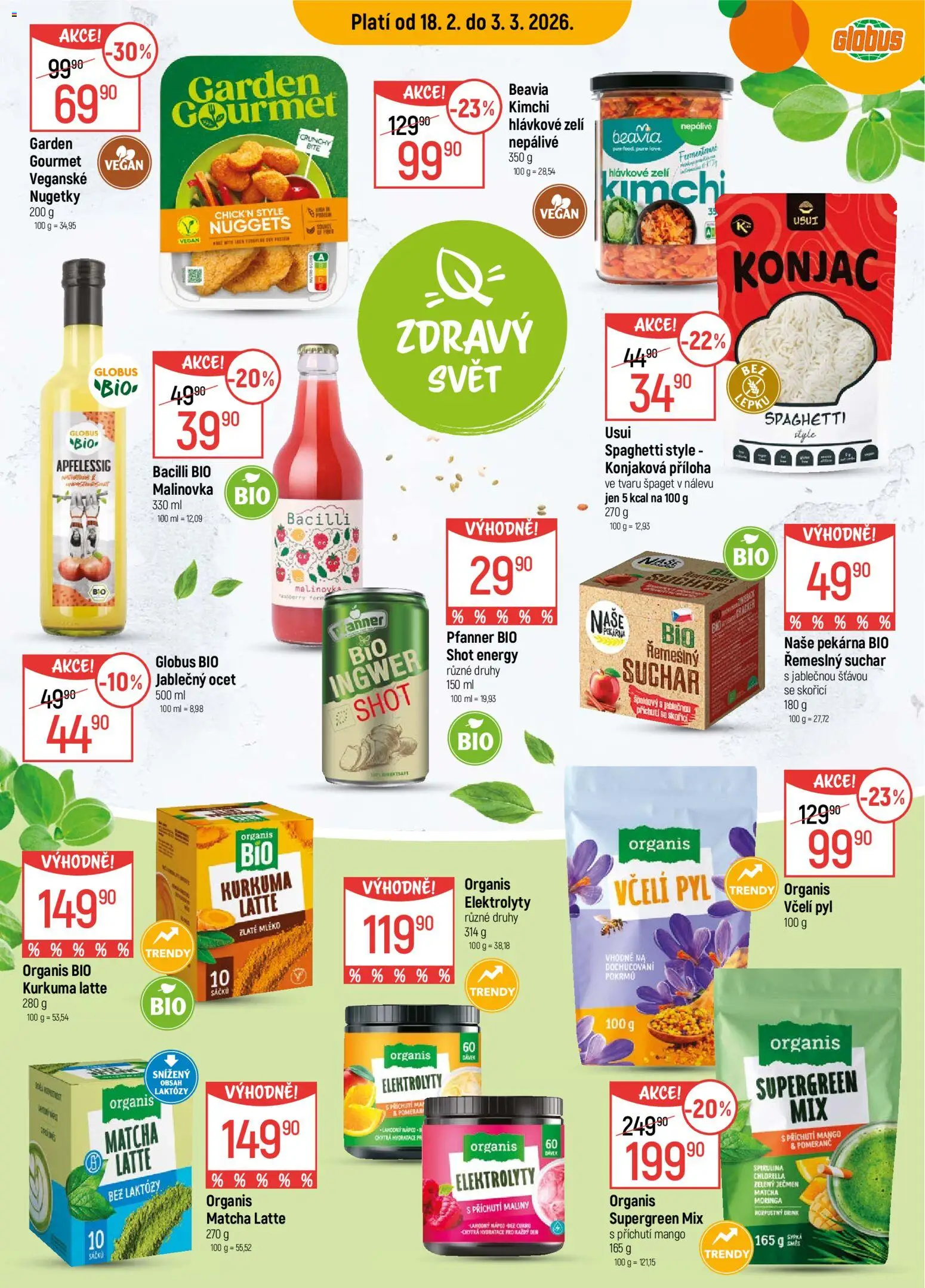 Globus leták - Praha Čakovice od 18.02.2026 | Strana: 2 | Produkty: Kimchi, Chlorella, Pekárna, Kurkuma