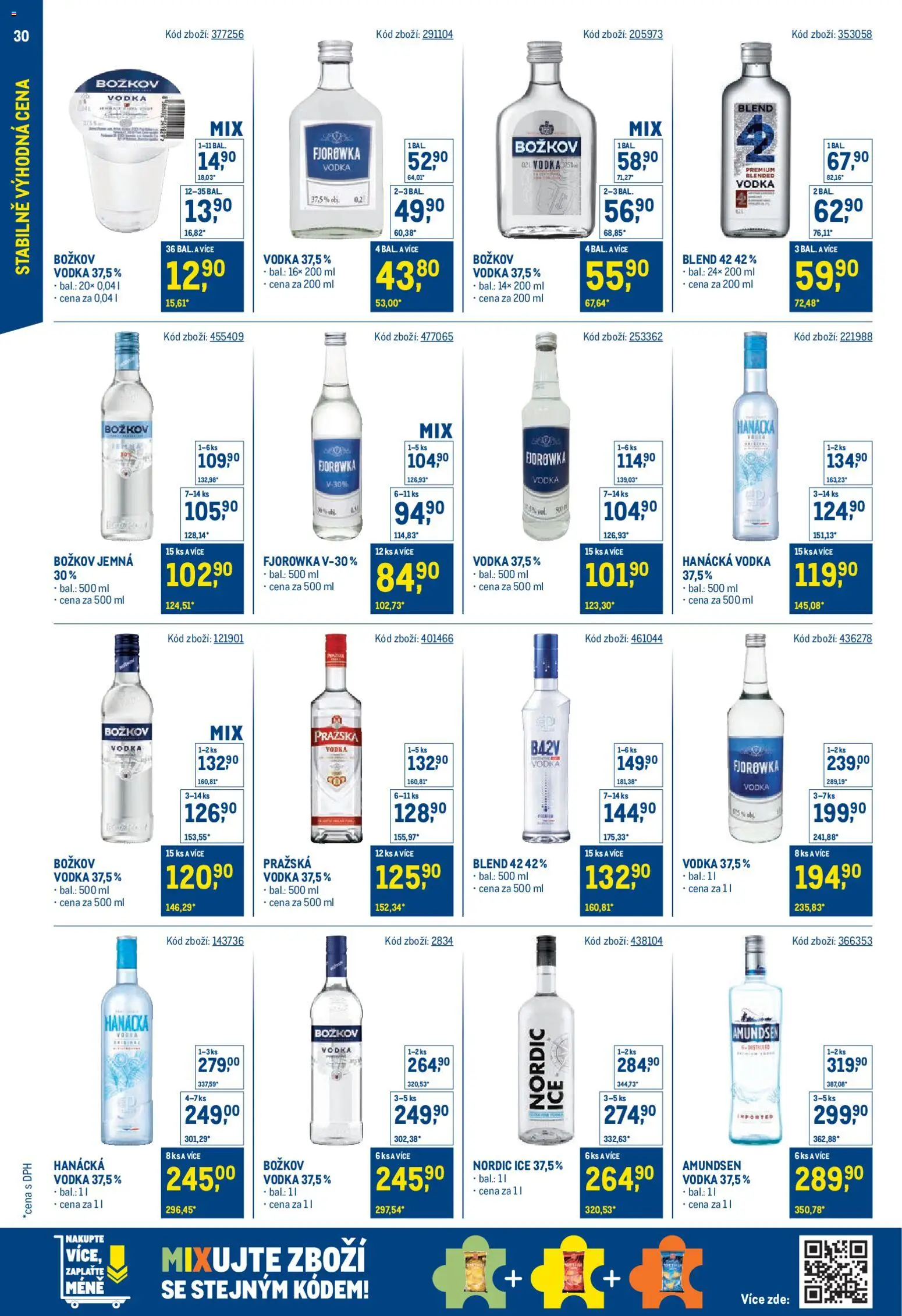Makro leták - Stabilně výhodná cena od 28.01.2026 | Strana: 30 | Produkty: Hanácká vodka, Vodka, Božkov, Pražská vodka