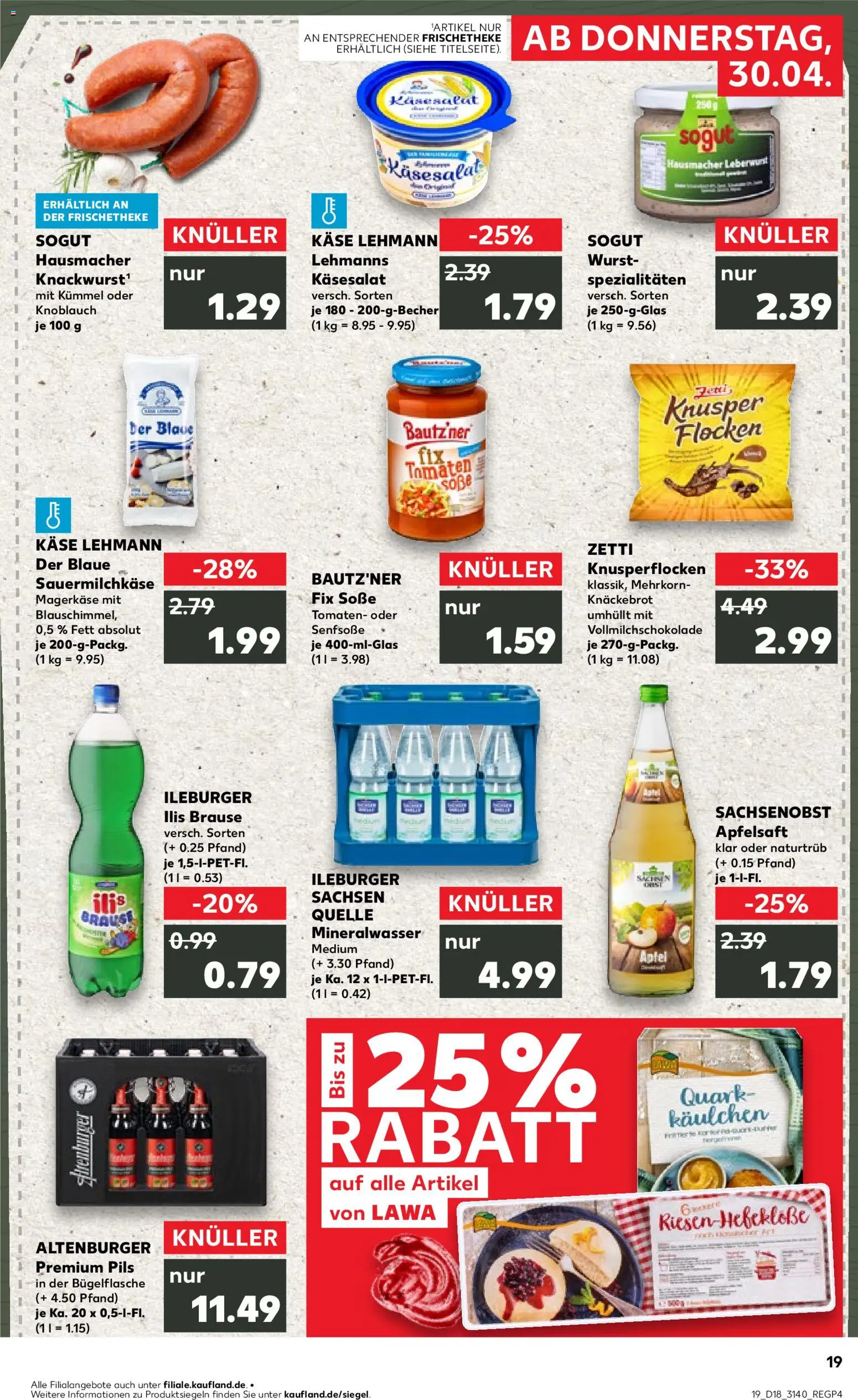 Kaufland Prospekt Leipzig	 – gültig ab 30.04.2026 | Seite: 19 | Produkte: Quark, Pils, Apple, Flocken