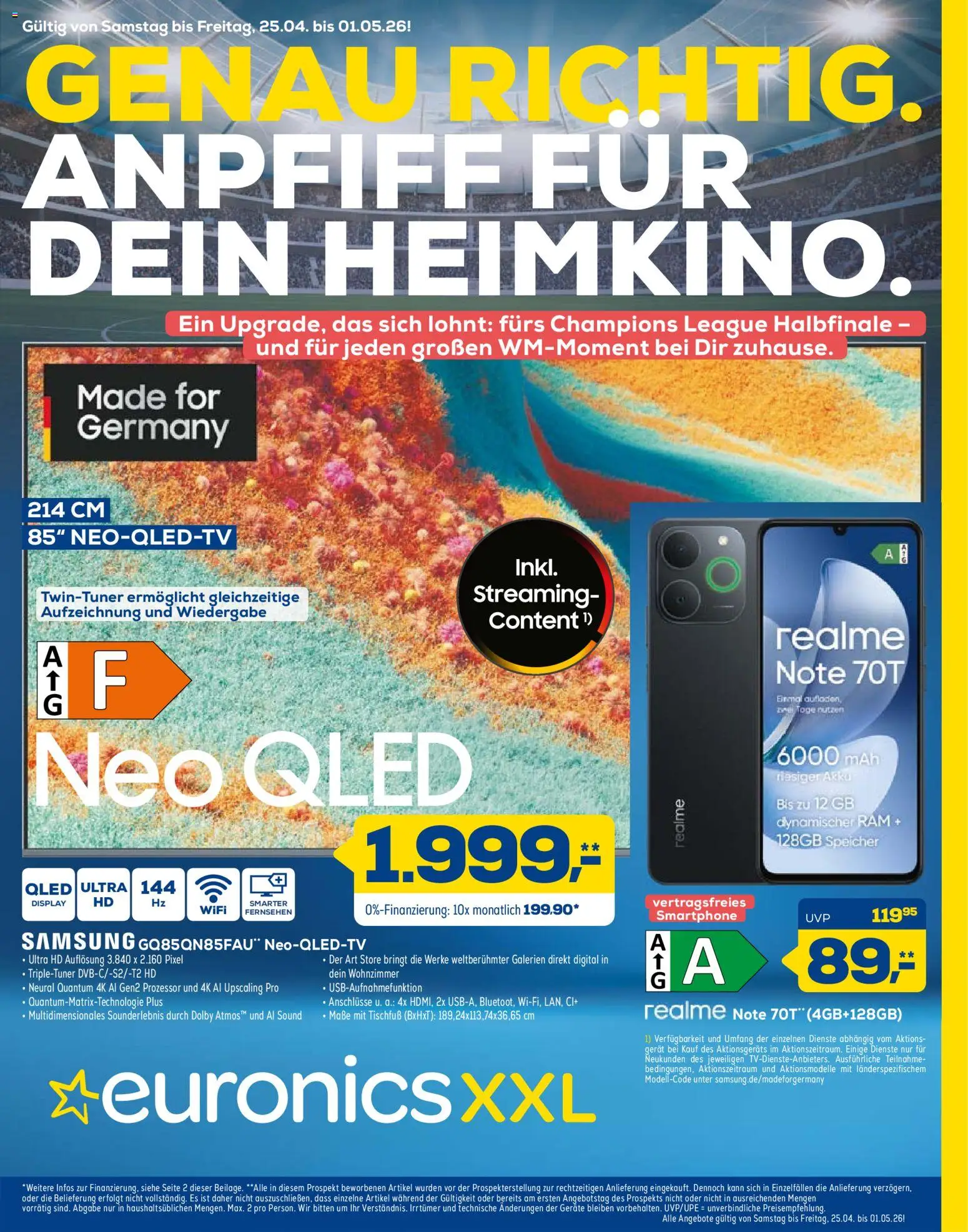 Euronics Prospekt 	 – gültig ab 25.04.2026 | Seite: 1 | Produkte: Fernsehen, Samsung, Smartphone