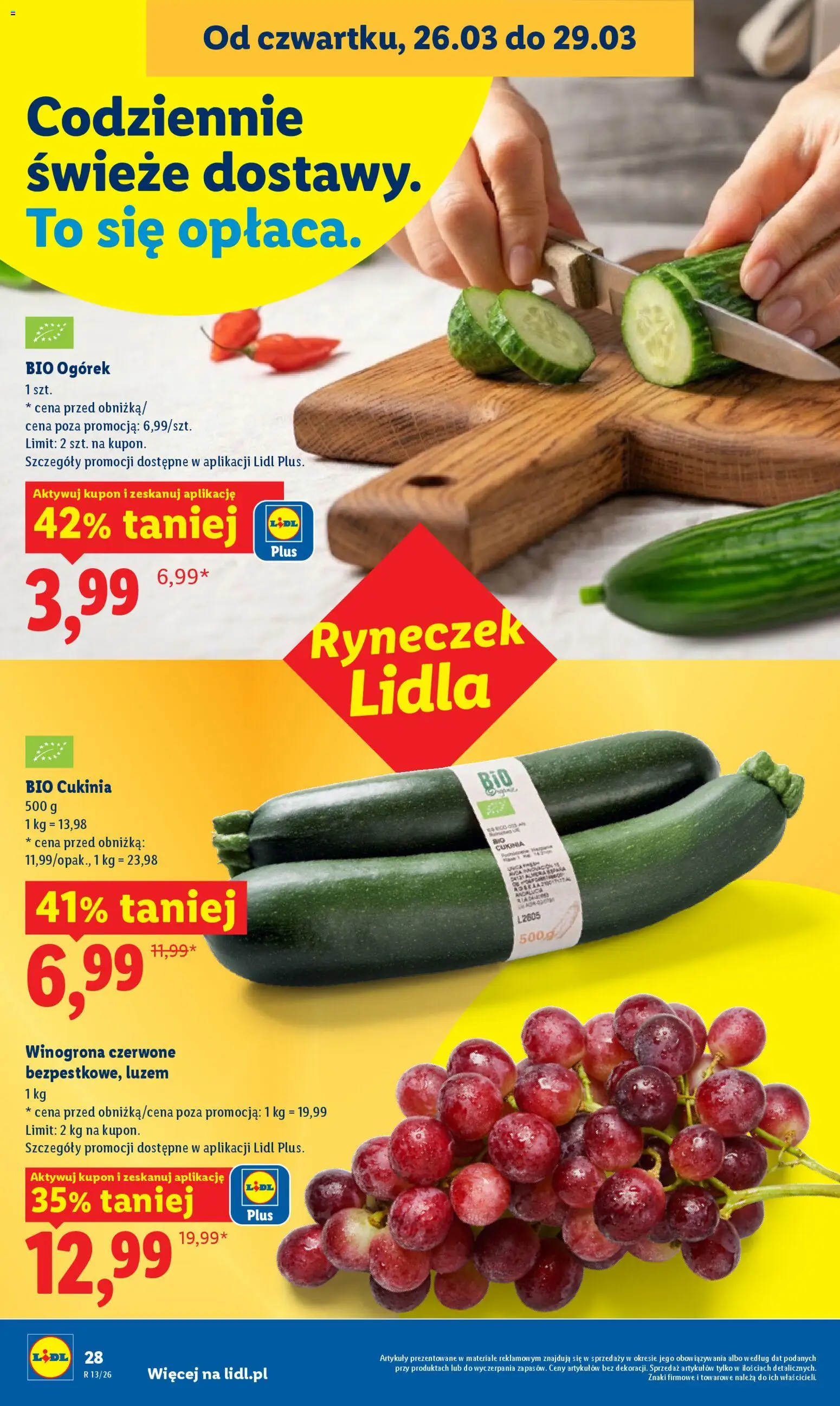 Lidl gazetka od 26.03.2026 | Strona: 28 | Produkty: Winogrona, Cukinia