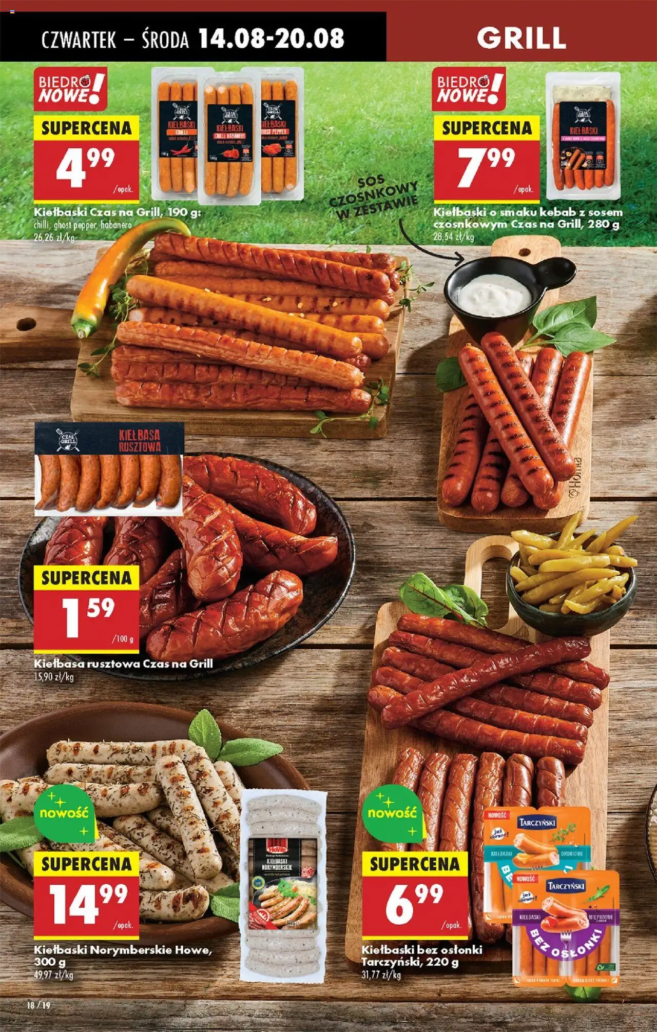 Biedronka gazetka - Oferta w tym tygodniu od 14.08.2025 | Strona: 20 | Produkty: Kiełbasa, Kebab, Grill, Kiełbaski