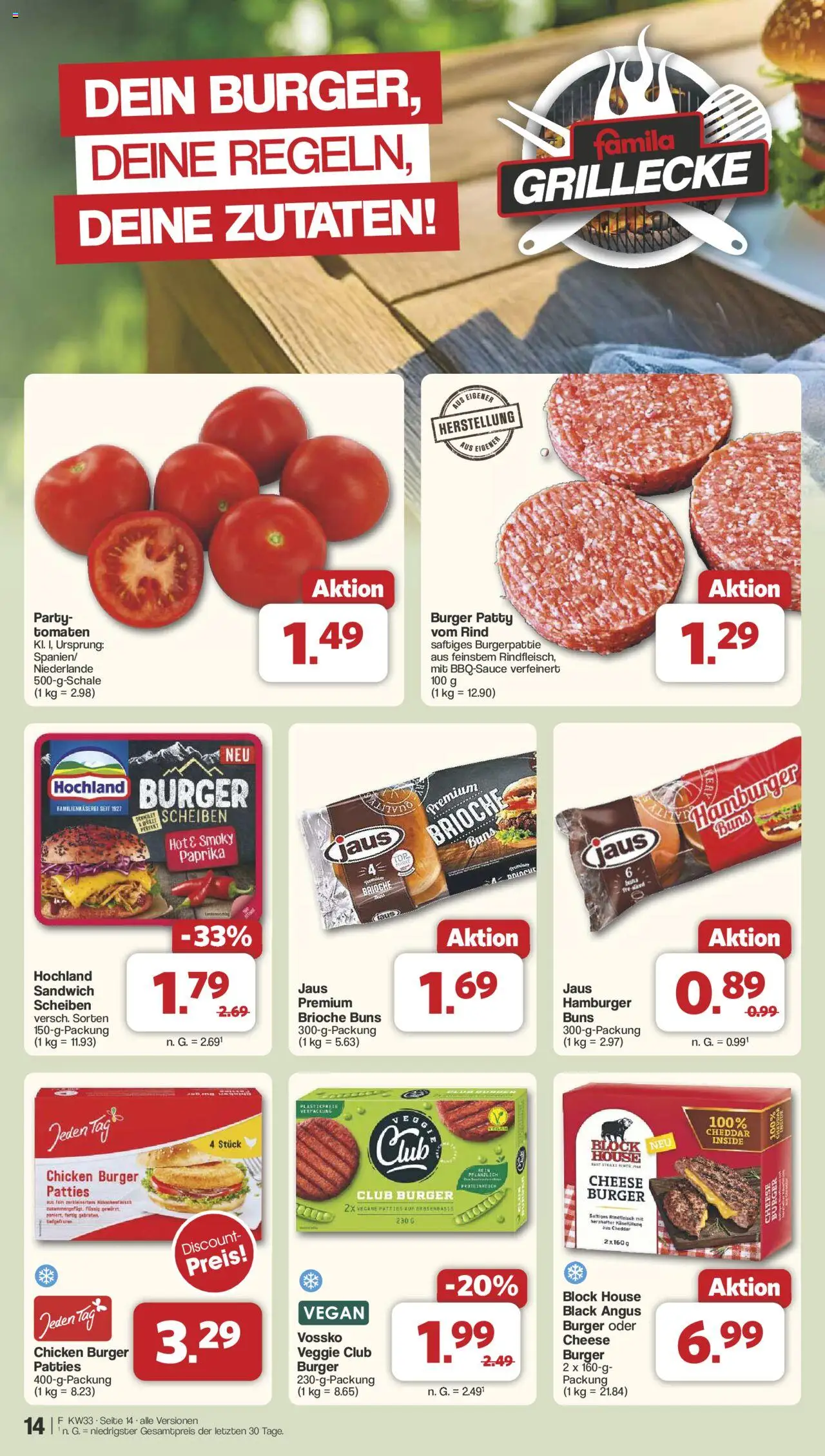 Famila Nordwest Prospekt 	 - gültig ab dem 11.08.2025 | Seite: 15 | Produkte: Burger, Tomaten, Paprika, Rindfleisch