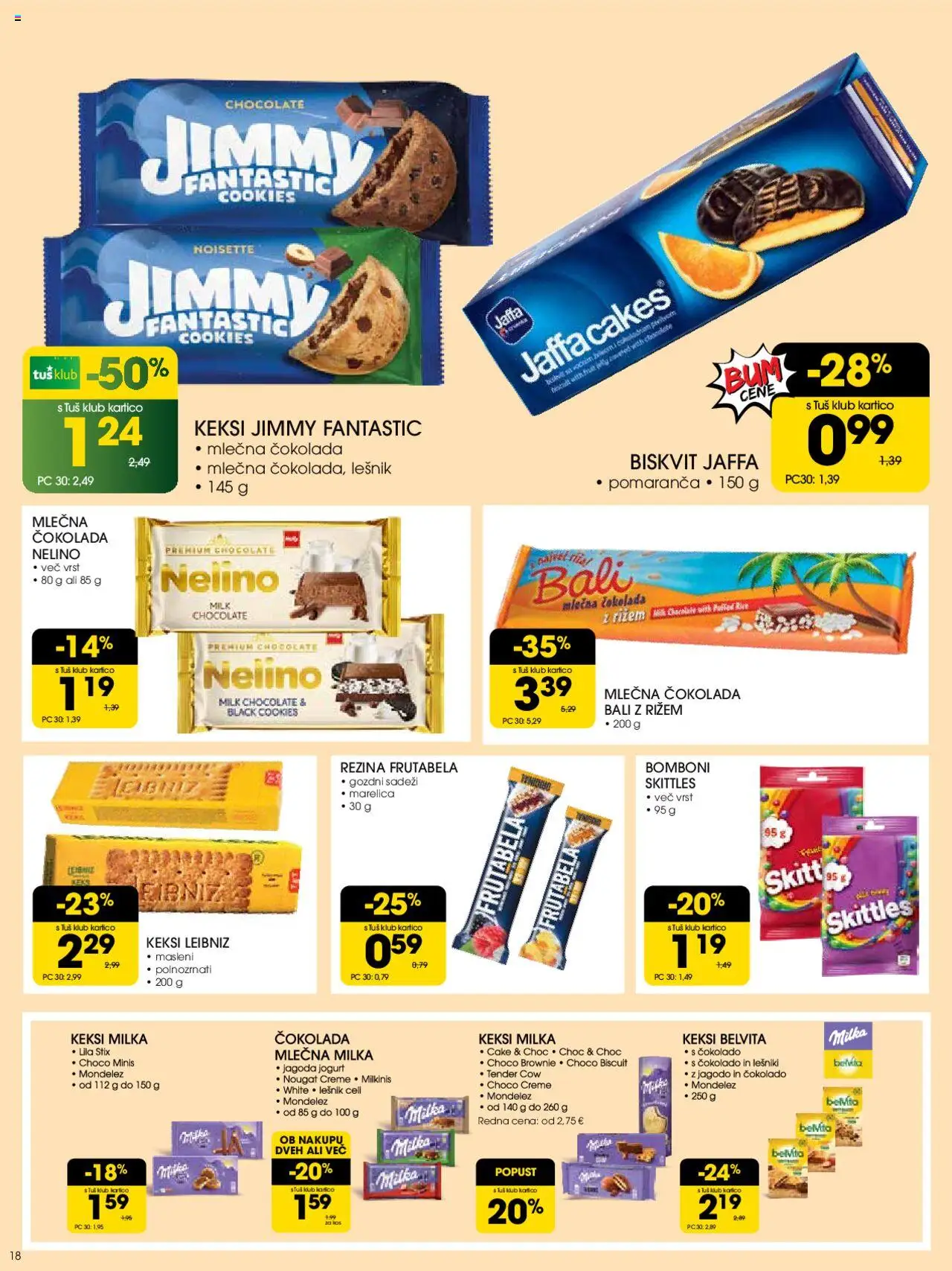 Tuš katalog │ velja od 30.07.2025 | Stran: 18 | Izdelki: Keksi, Jogurt, Cokolada