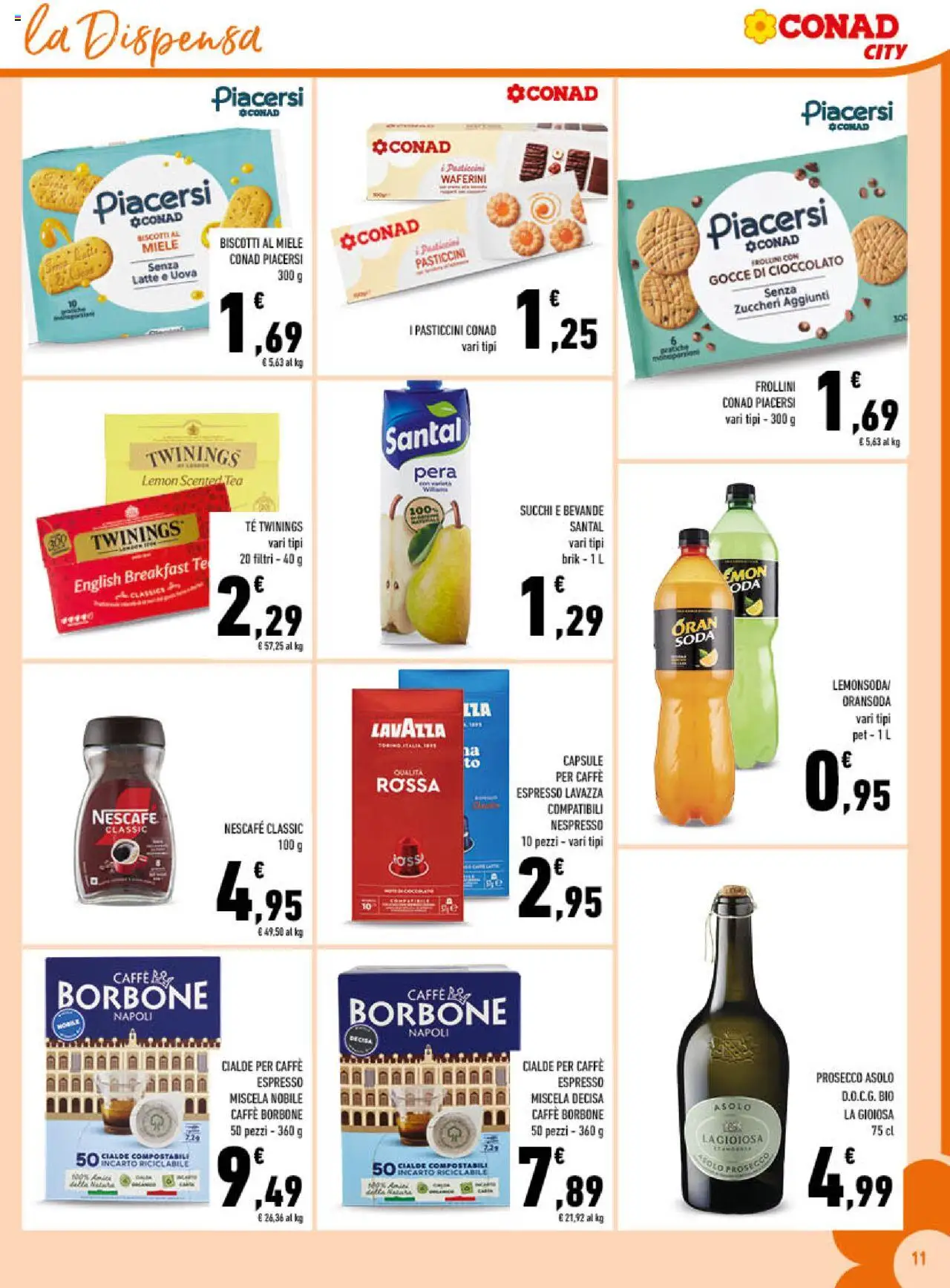 Volantino Conad del 09.10.2025 | Pagina: 11 | Prodotti: Tè, Prosecco, Latte, Miele