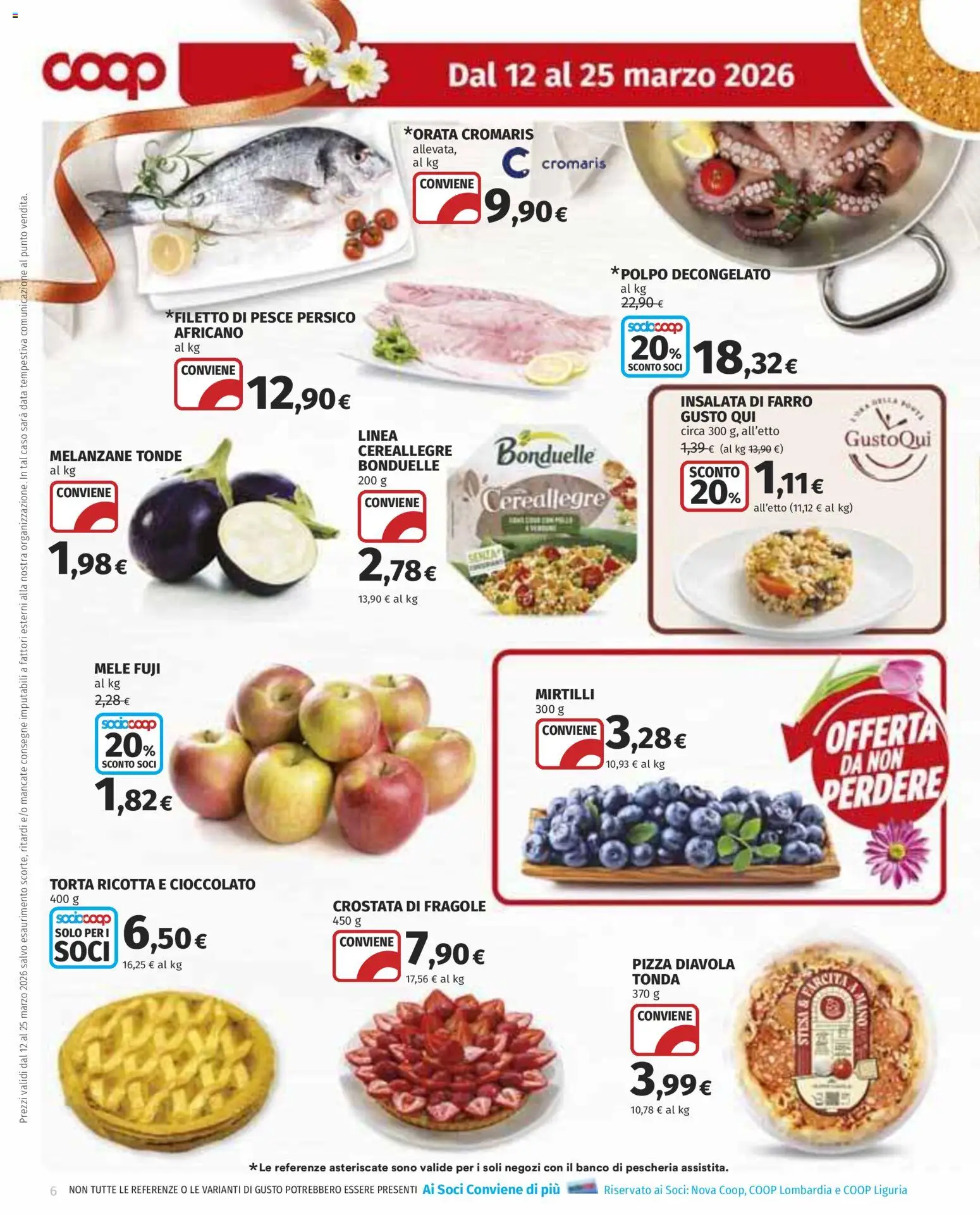 Volantino COOP del 12.03.2026 | Pagina: 6 | Prodotti: Cioccolato, Pesce, Fragole, Insalata