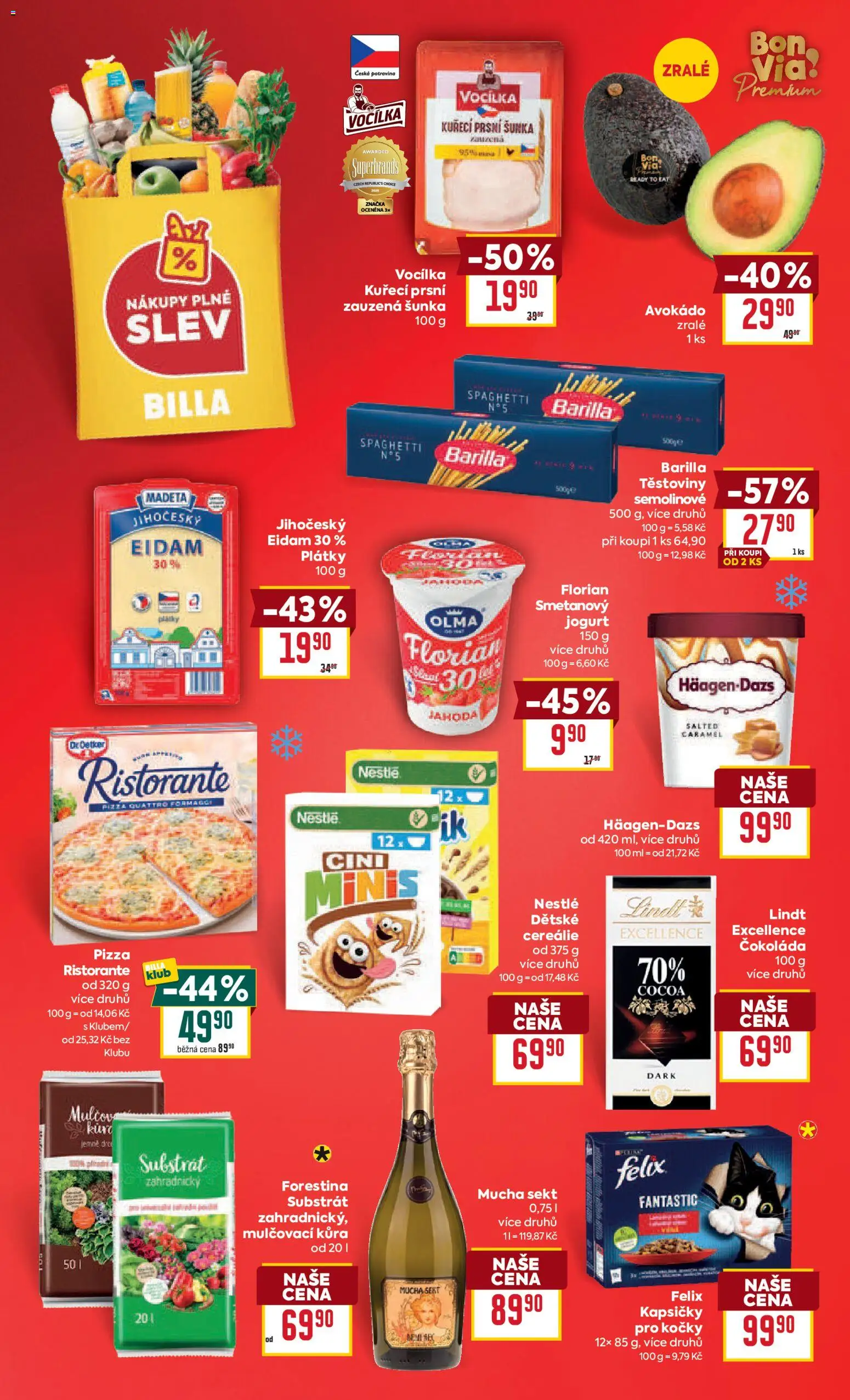 Billa Velký leták od 22.04.2026 | Strana: 2 | Produkty: Lindt, Jogurt, Sekt, Avokádo