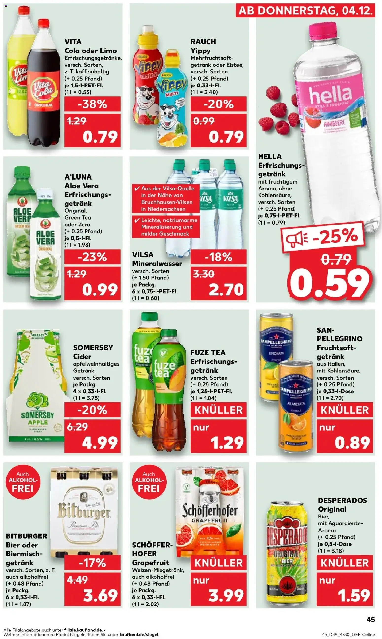 Kaufland prospekt Lindau (Bodensee)	 – gültig ab 08.12.2025 | Seite: 45 | Produkte: Bitburger, Apple, Grapefruit, Fruchtsaft