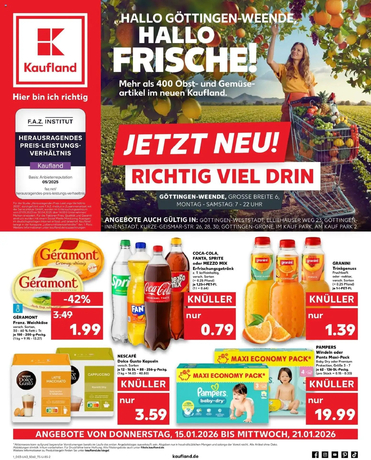 Kaufland prospekt Göttingen	 – gültig ab 15.01.2026 | Seite: 1 | Produkte: Sprite, Granini, Oder mezzo mix, Uhr
