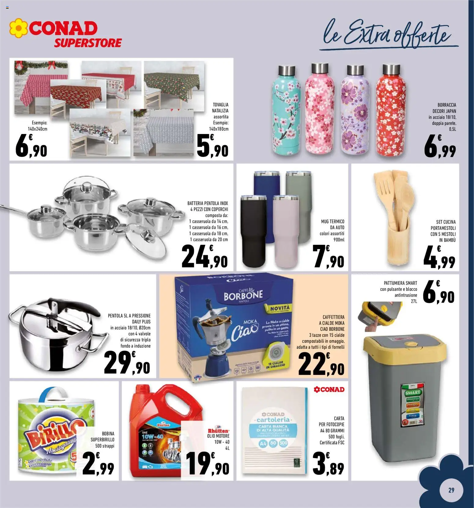 Volantino Conad del 19.11.2025 | Pagina: 29 | Prodotti: Caffettiera, Fornelli, Borraccia, Tovaglia