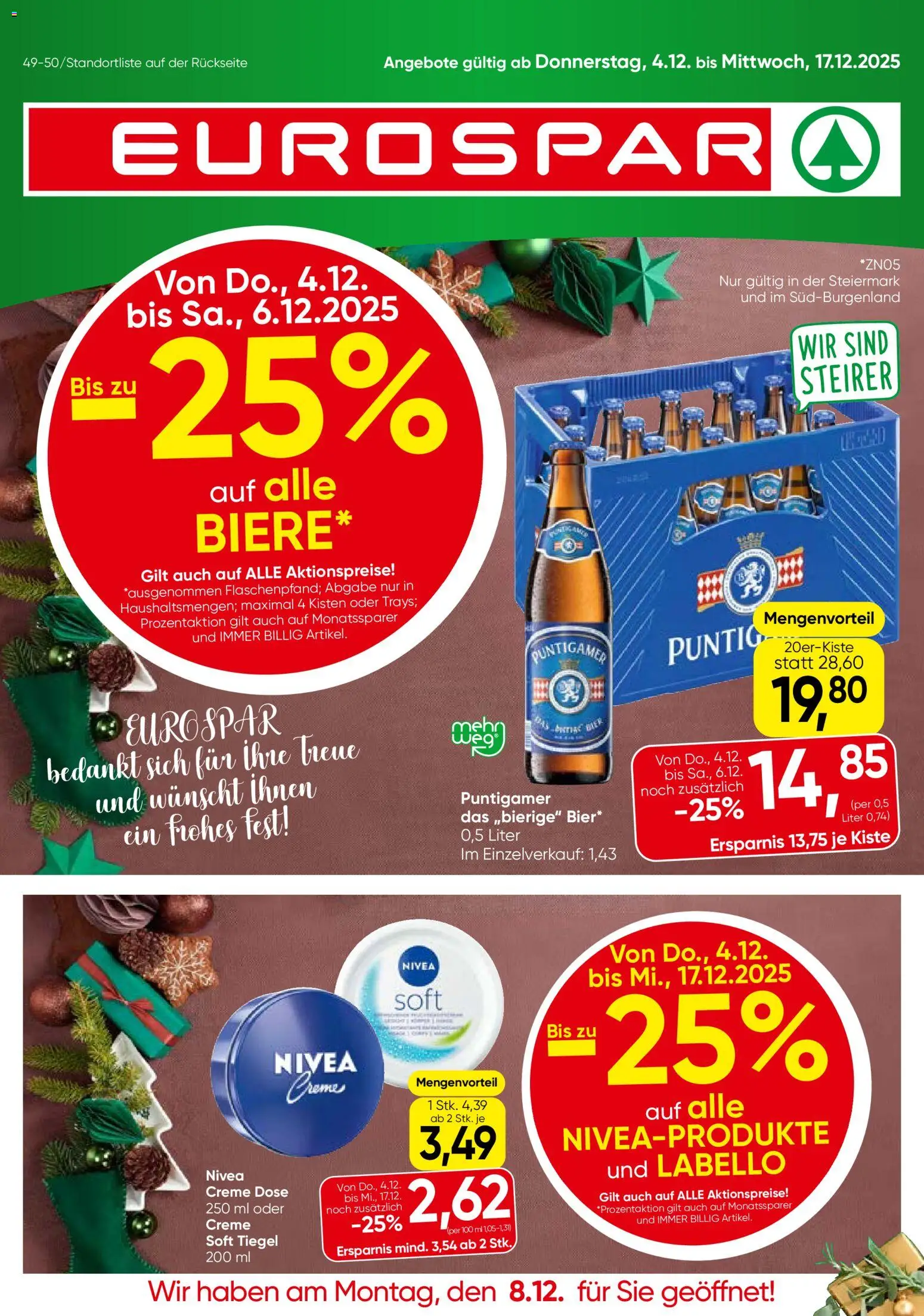 Eurospar Flugblatt - Steiermark gültig ab 04.12.2025 | Seite: 1 | Produkte: Creme