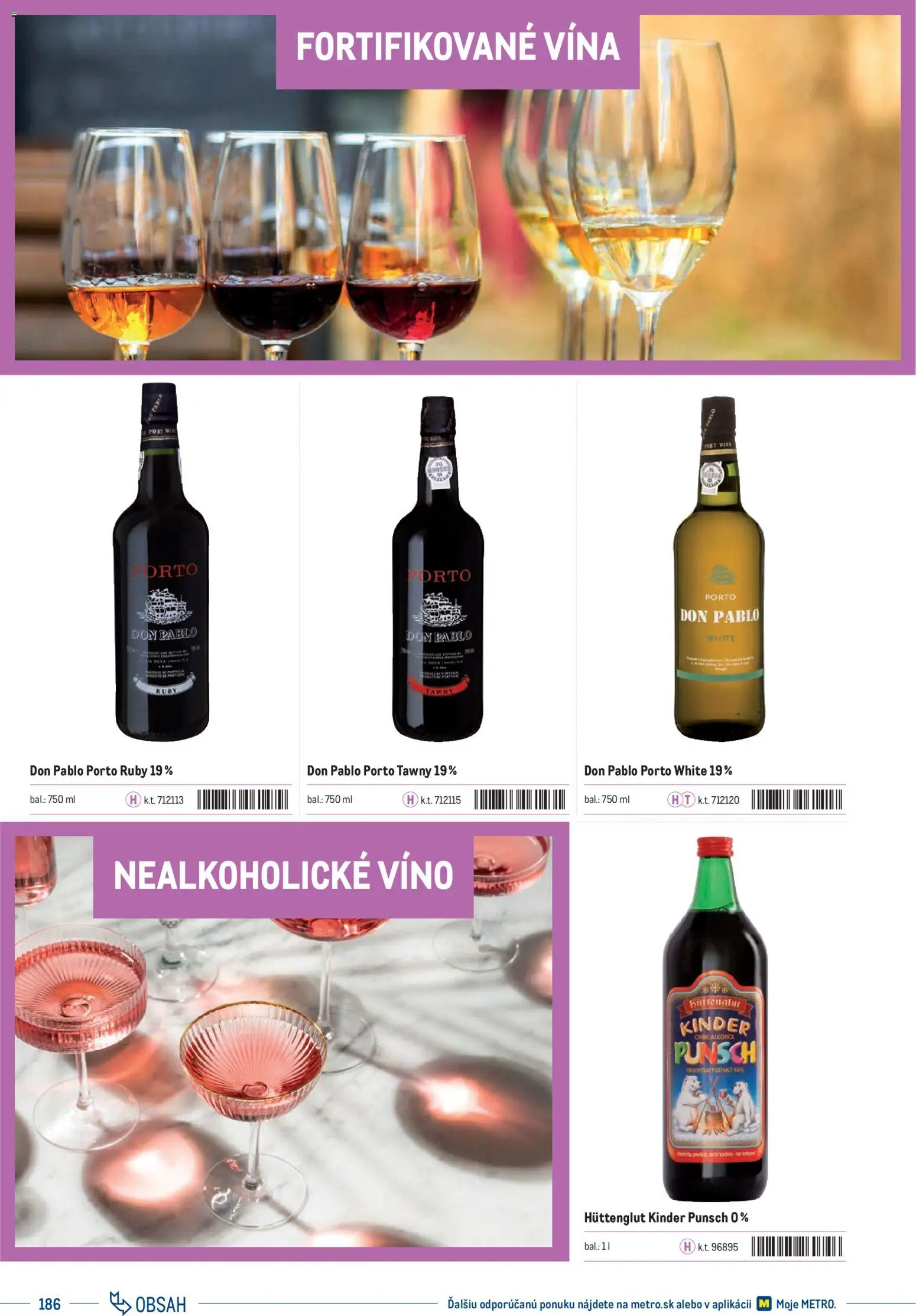 Nové Metro akcie – leták je platný od 01.01.2025 | Strana: 186 | Produkty: Víno, Kinder, Nealkoholické víno