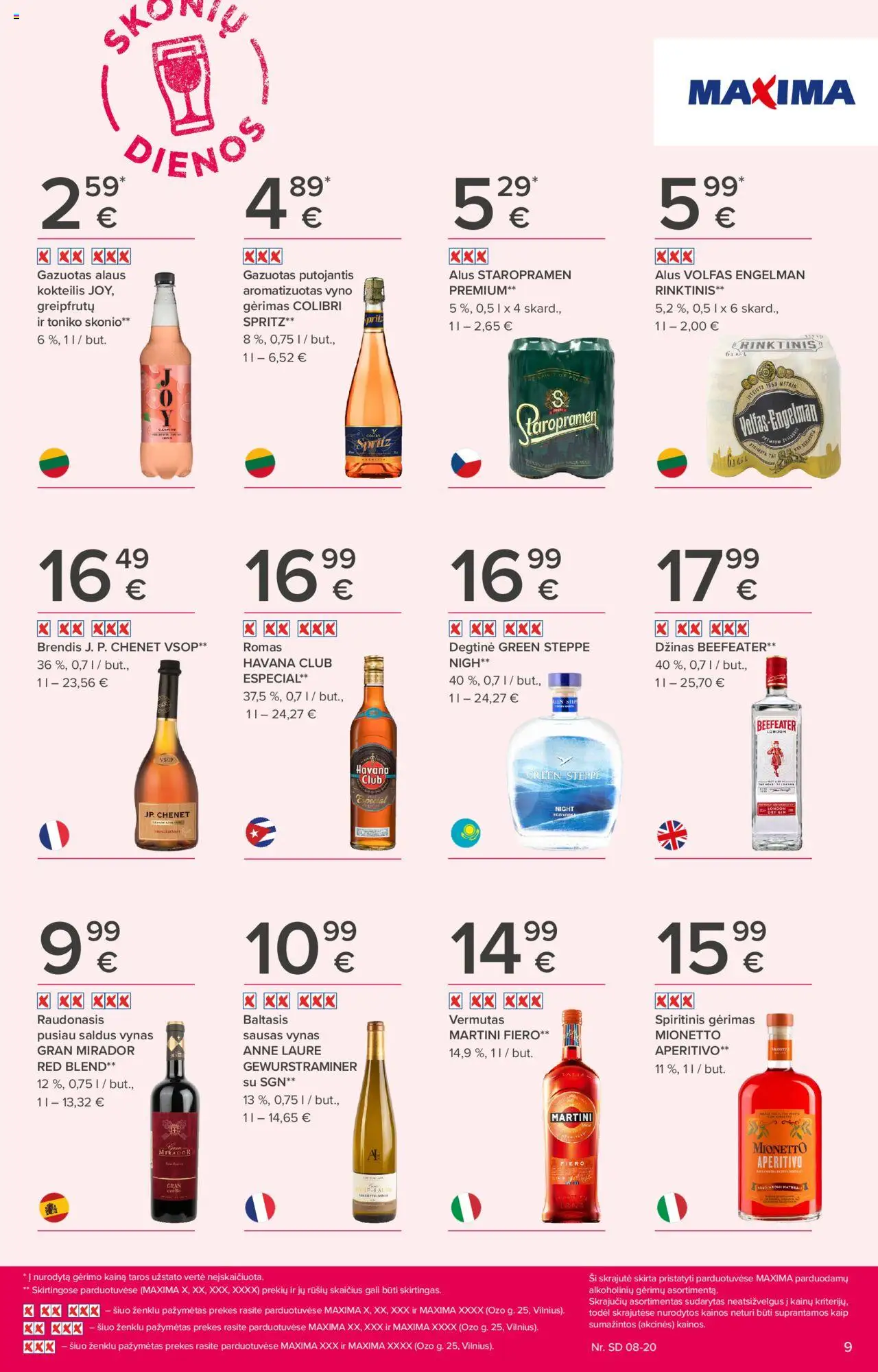 MAXIMA - Leidinys - Skonių dienos│galioja nuo 07.08.2025 | Puslapis: 9 | Prekių: Degtinė, Vynas, Alus, Džinas