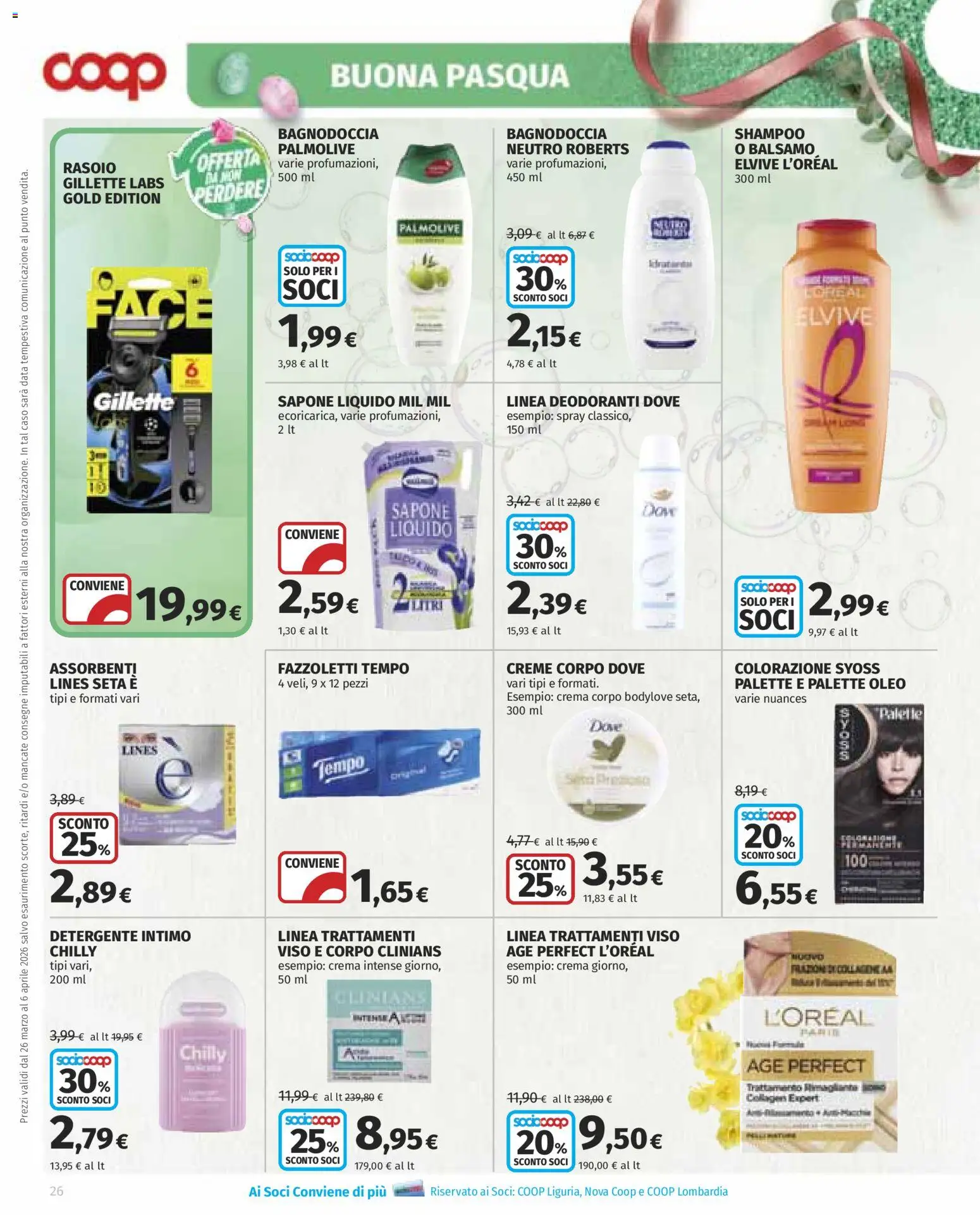 Volantino COOP del 26.03.2026 | Pagina: 26 | Prodotti: Crema, Detergente intimo, Detergente, Intimo