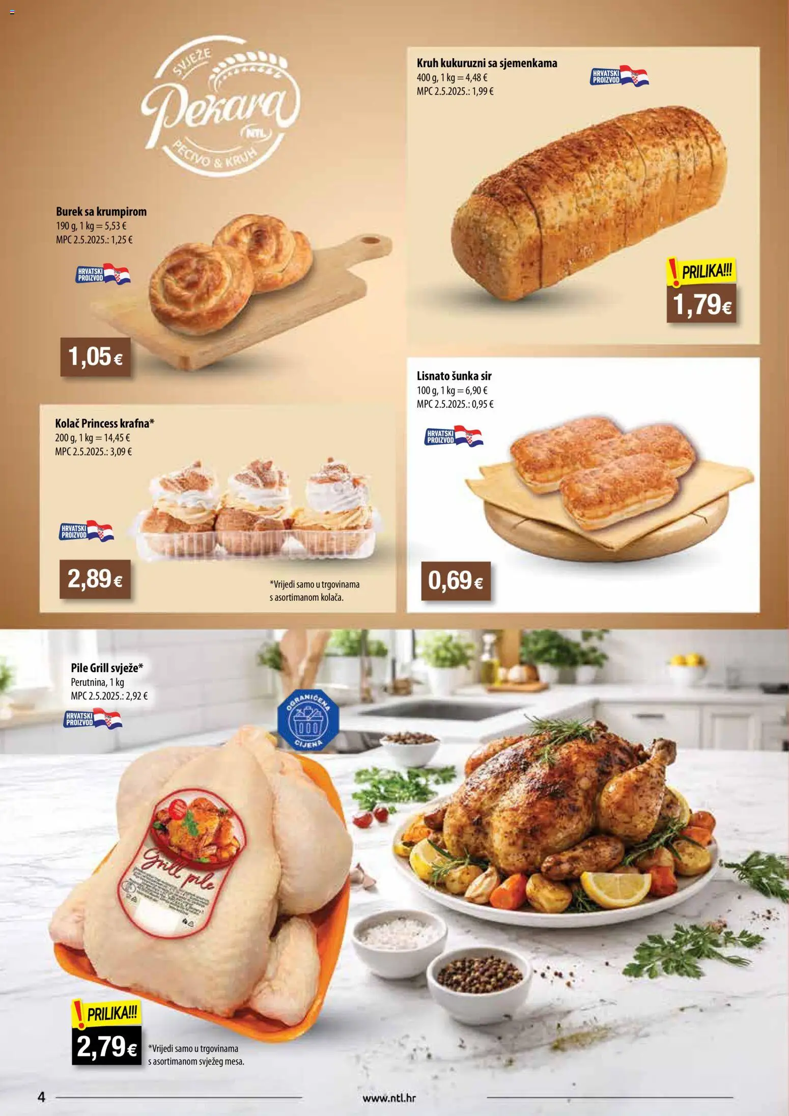 NTL katalog | vrijedi od 28.01.2026 | Stranica: 4 | Proizvodi: Sir, Kruh, Šunka, Burek