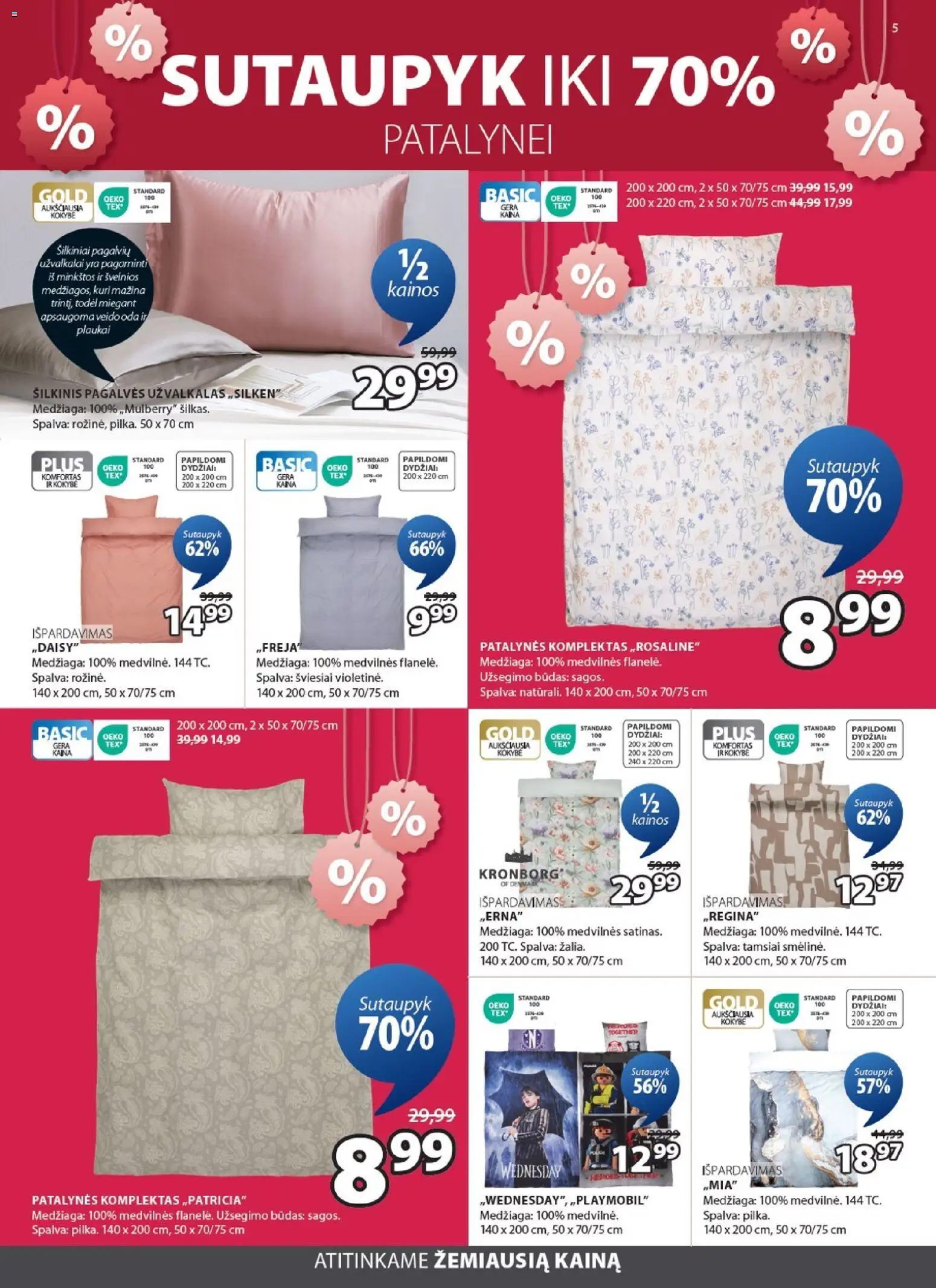 JYSK akcijos nuo 06.01.2026 | Puslapis: 5 | Prekių: Patalynės komplektas, Užvalkalas