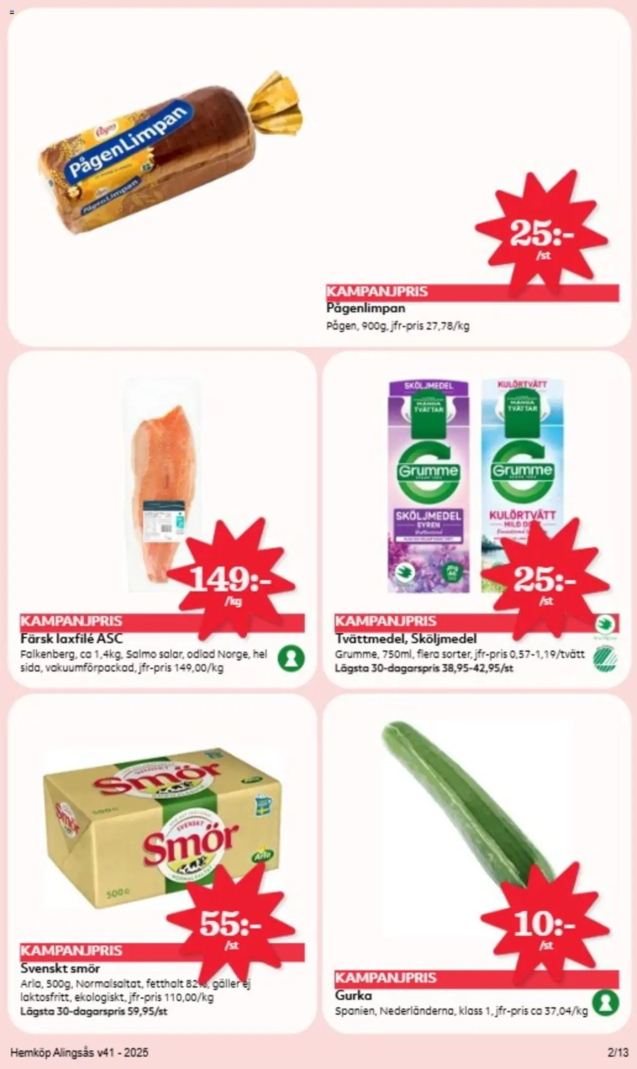 Hemköp reklamblad aktuell från 06.10.2025 | Sida: 2 | Produkter: Sköljmedel, Galler, Smör, Gurka