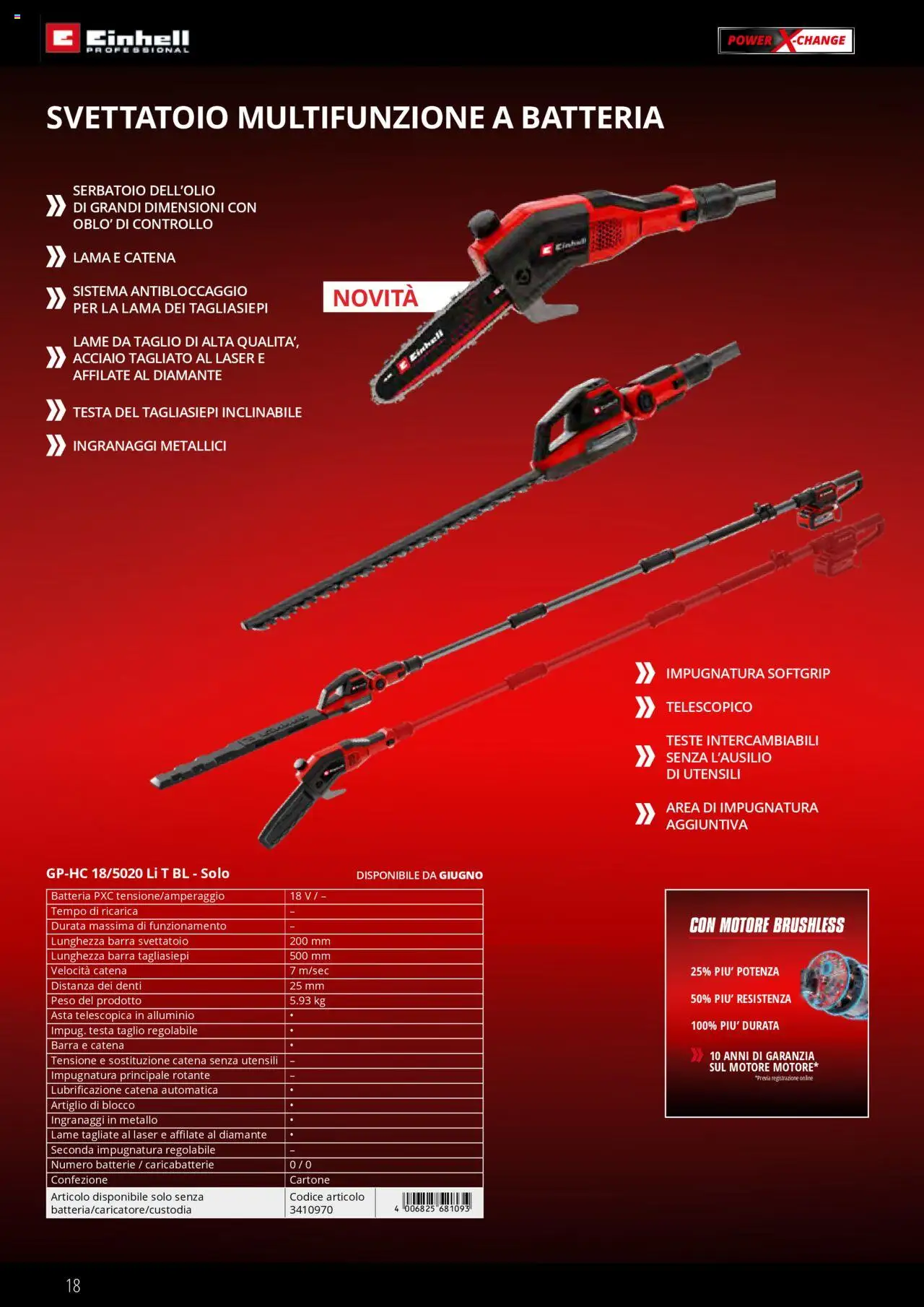 Volantino Einhell del 01.02.2025 | Pagina: 18 | Prodotti: Tagliasiepi, Batteria, Batterie, Caricabatterie