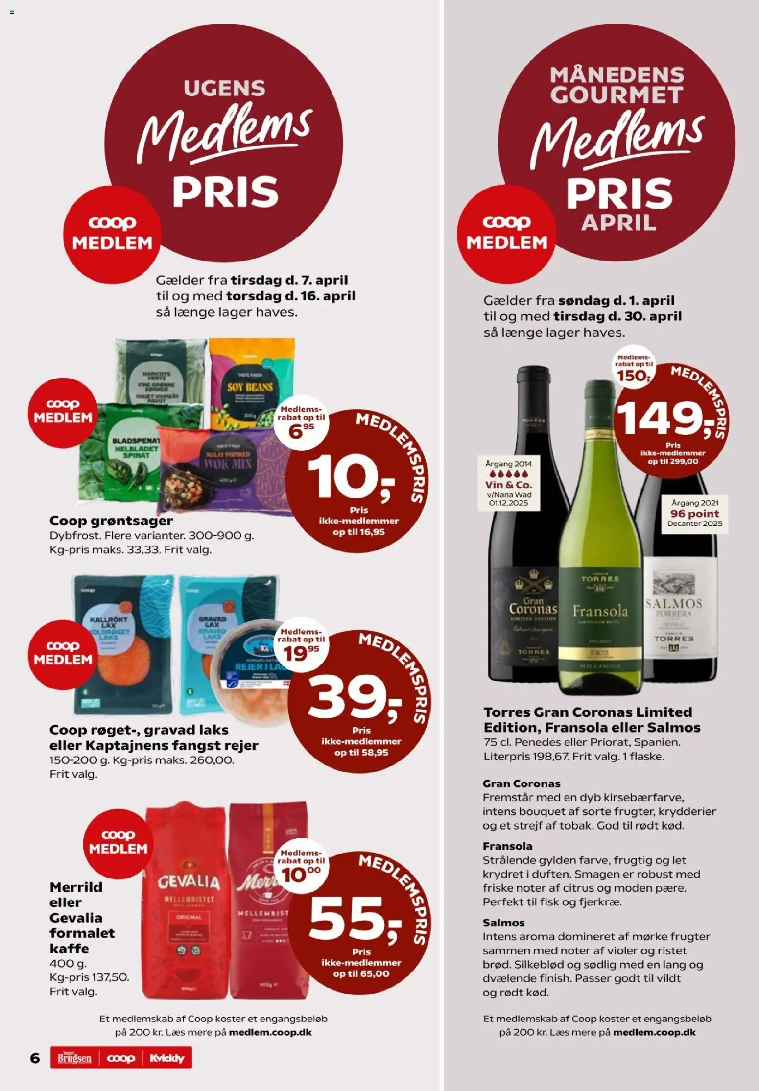 Kvickly tilbudsavis – gyldig fra 07.04.2026 | Side: 6 | Produkter: Vin, Fisk, Rejer, Spinat