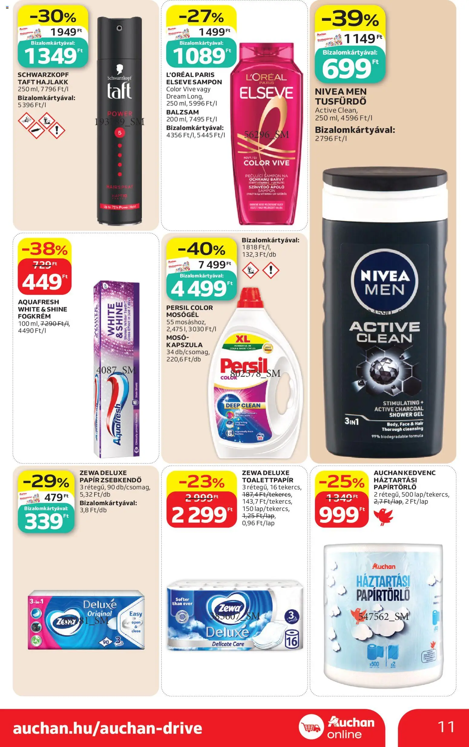Auchan akciós ujság - amely érvényes a következő dátumtól: 30.04.2026 | Oldal: 11 | Termékek: Persil, Mosógél, Hajlakk, Fogkrém