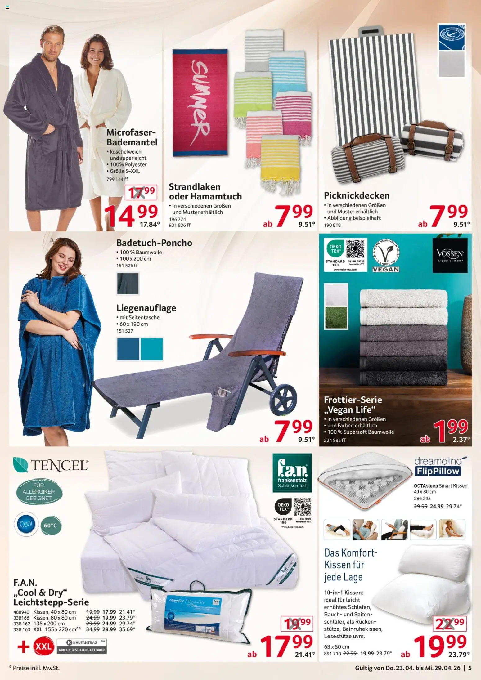 Selgros Non Food – gültig ab 23.04.2026 | Seite: 5 | Produkte: Kissen, Energy, Bademantel
