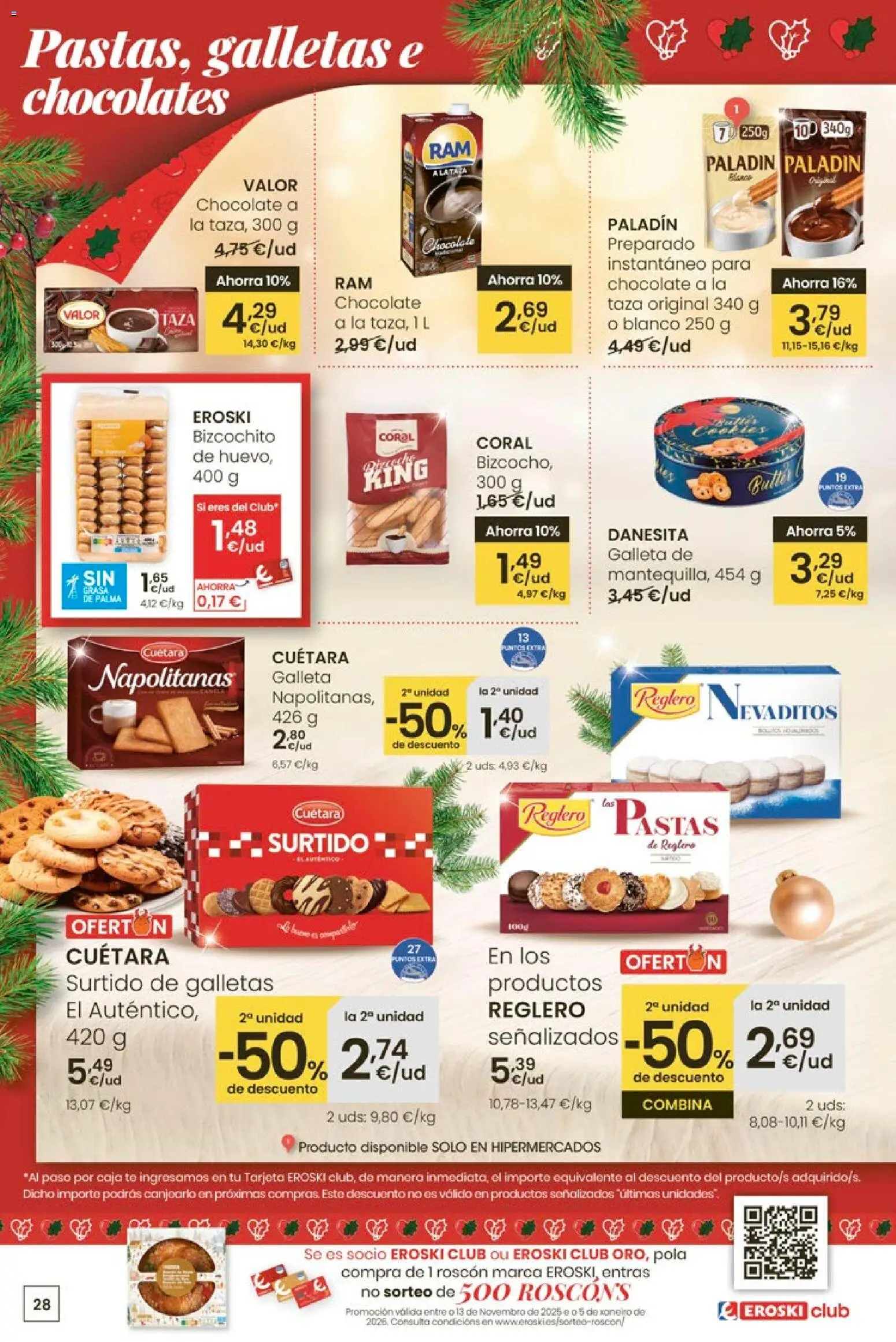 Eroski - Navidad  │ válido desde el 18.12.2025 | Página: 28 | Productos: Chocolate, Té, Galletas, Caja